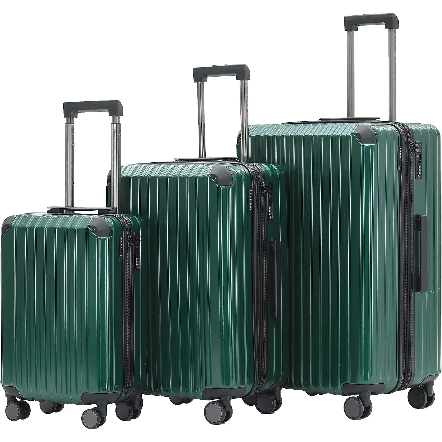 Münicase Kofferset 3 TLG., TSA, Hartschalenkoffer, Dunkelgreen