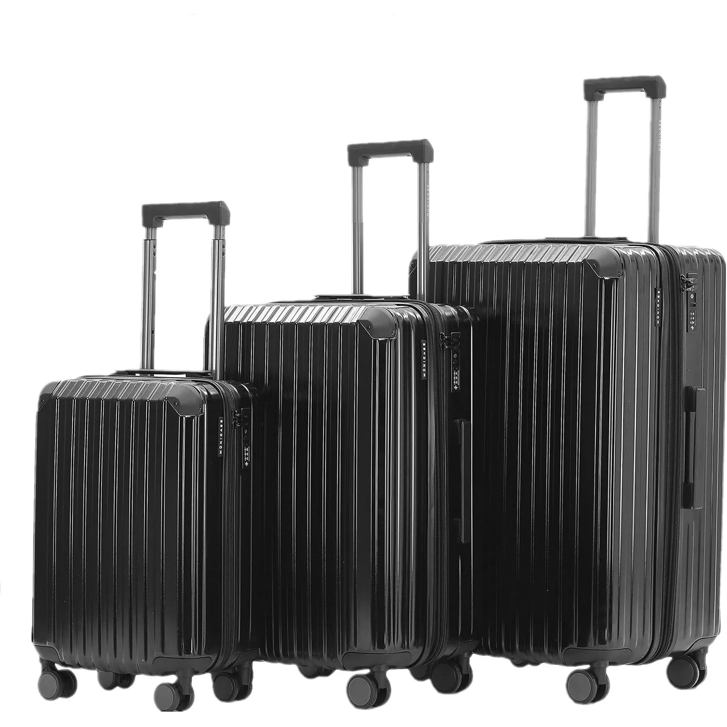 Münicase Kofferset 3 TLG., TSA, Hartschalenkoffer, Schwarz