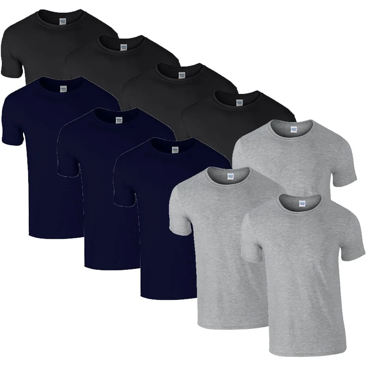 HLKauf 10 Gildan T-Shirts Softstyle Rundhals Ausschnitt M L XL XXL 3XL 4XL 5XL Shirt Herren Baumwolle & GRATIS Block
