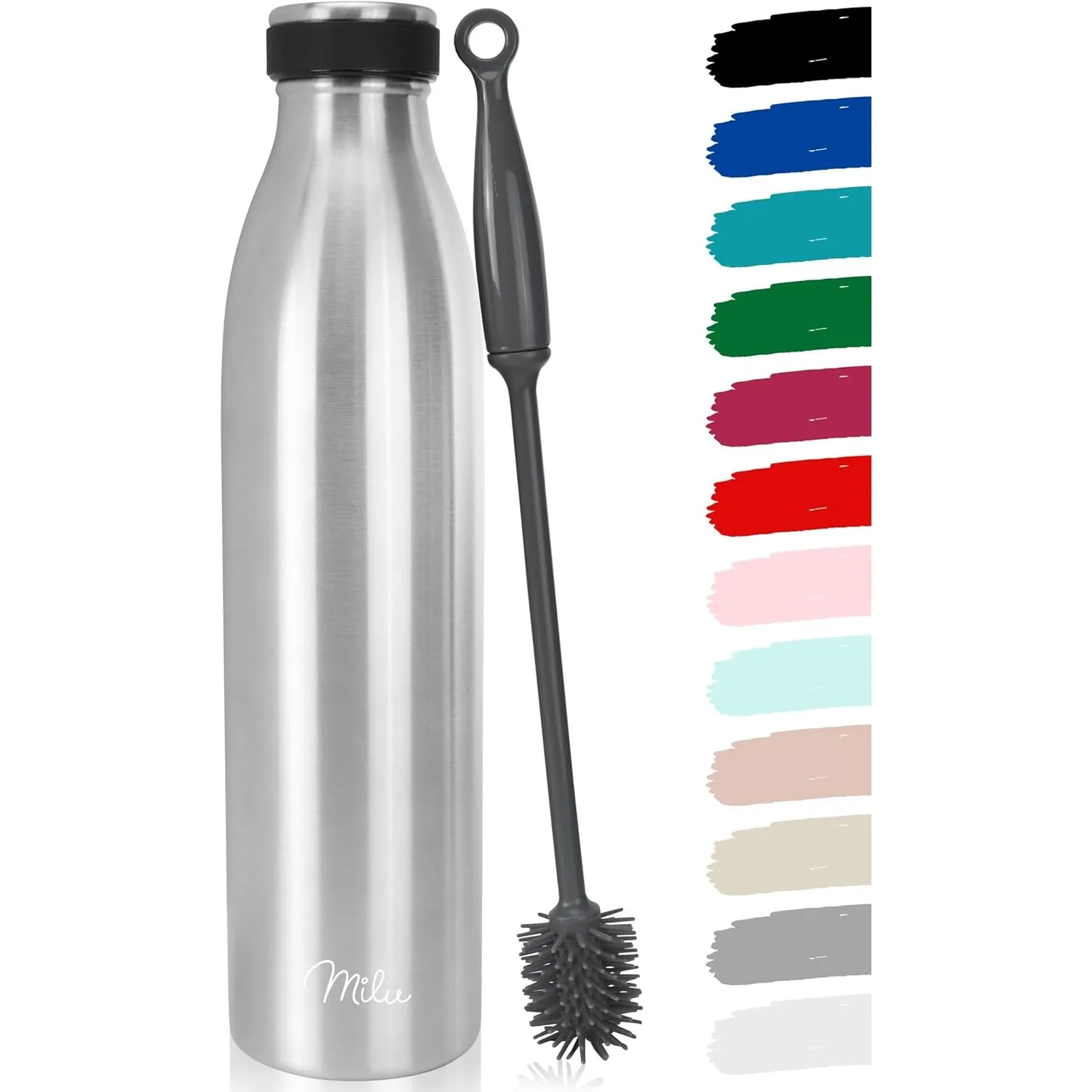 Milu Edelstahl Trinkflasche 500ml, 750ml, 1000ml, 1.5L – Thermosflasche, Isolierte Wasserflasche, Auslaufsichere Isolie…