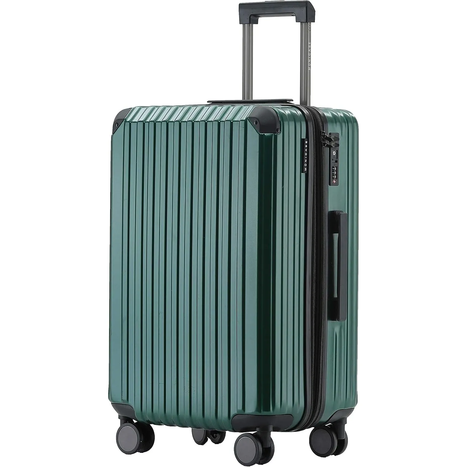 Münicase Reisekoffer L 66 cm, TSA, Hartschalenkoffer, Dunkelgrün | Dehnfalte, Innenfächer, Kreuzgurt, Schutzecken, 360°…