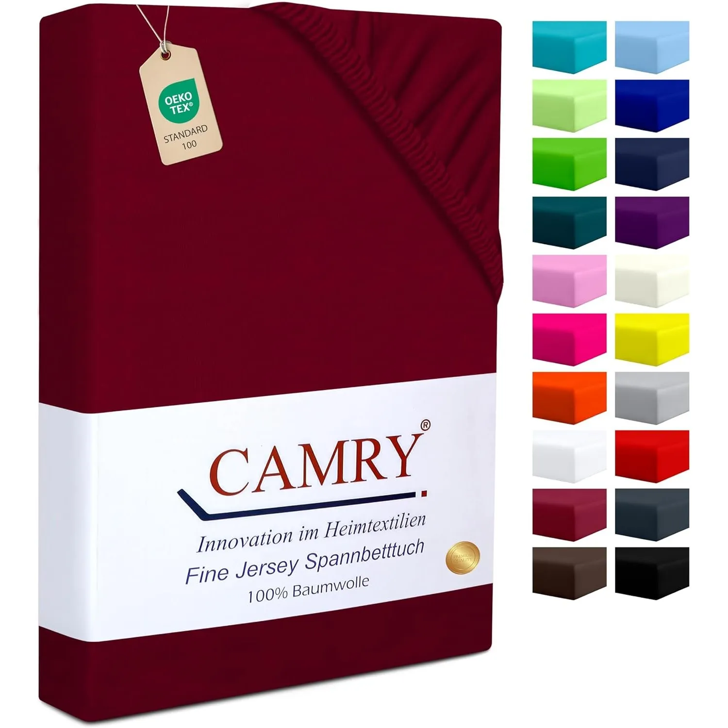 Camry Boxspringbett & Wasserbett Spannbettlaken 140x200-160x220cm Bordeaux für Matratzen bis 35cm Matratzenhöhe Baumwol…
