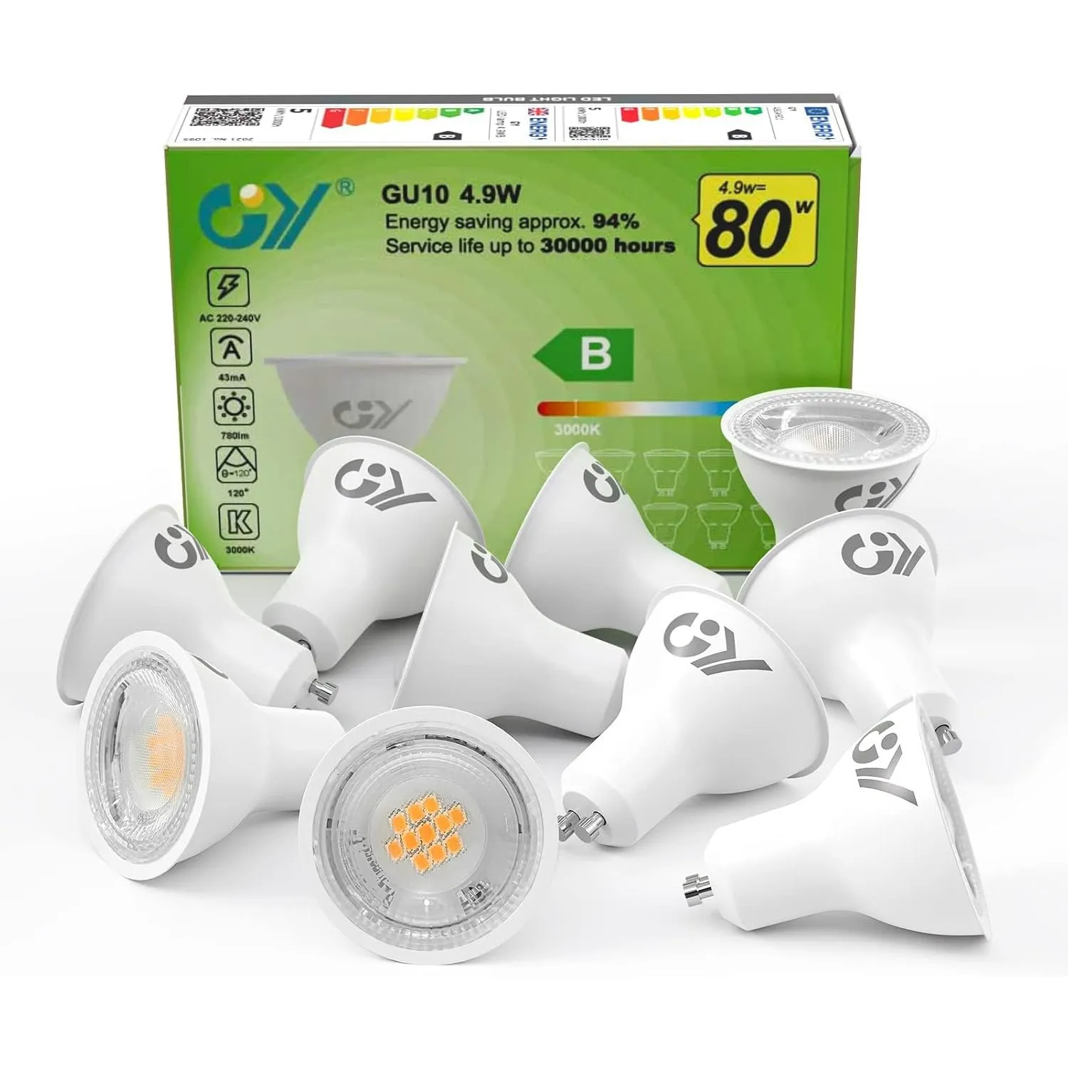 GY GU10 LED Warmweiss Lampe 4.9W 780 Lumen 3000K Warmweiß Glühbirnen,80W lampe ersetzt,Abstrahlwinkel 120° Leuchtmittel…