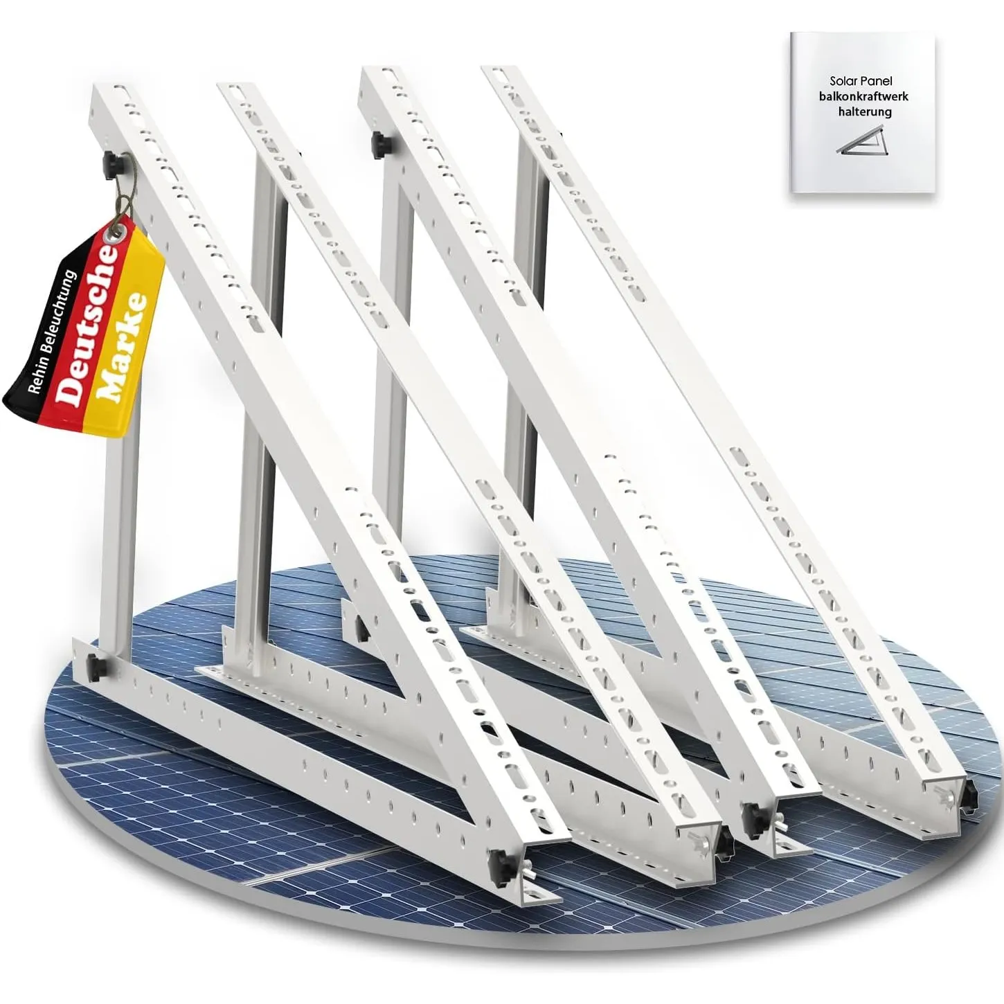 Solarmodul Halterung, 114cm 2 Paar Solarpanel Halterung, Halterung Balkonkraftwerk für 100W-500W Solarpanel, Winkel Ein…