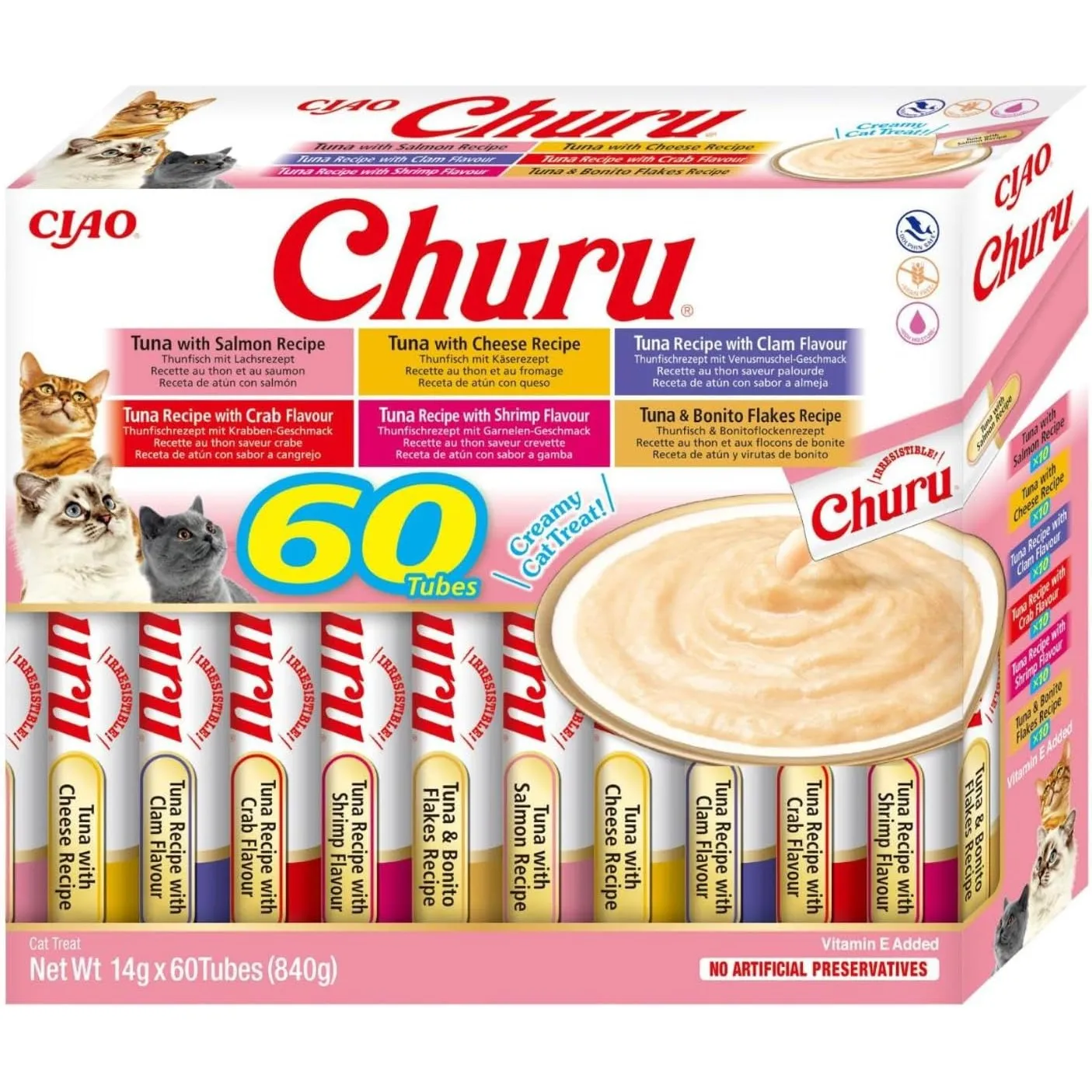 INABA Churu, Katzenleckerlis Creamy Snack, Schleckies, Thunfisch 60 x 14g