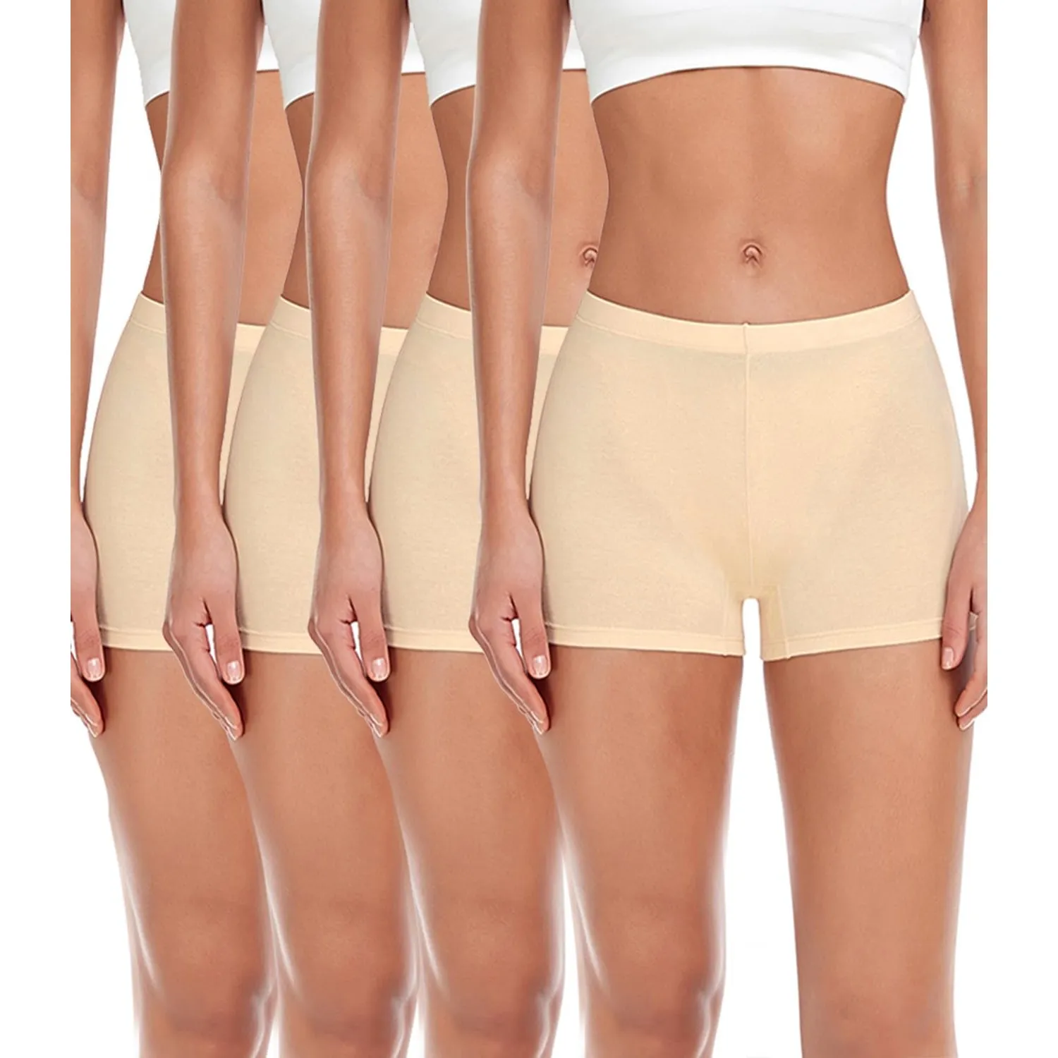 wirarpa Damen Baumwolle Boxershorts Pantys Hotpants Unterhosen | Unterhose mit Bein, 4er Pack, Baumwolle Schritt, Angen…
