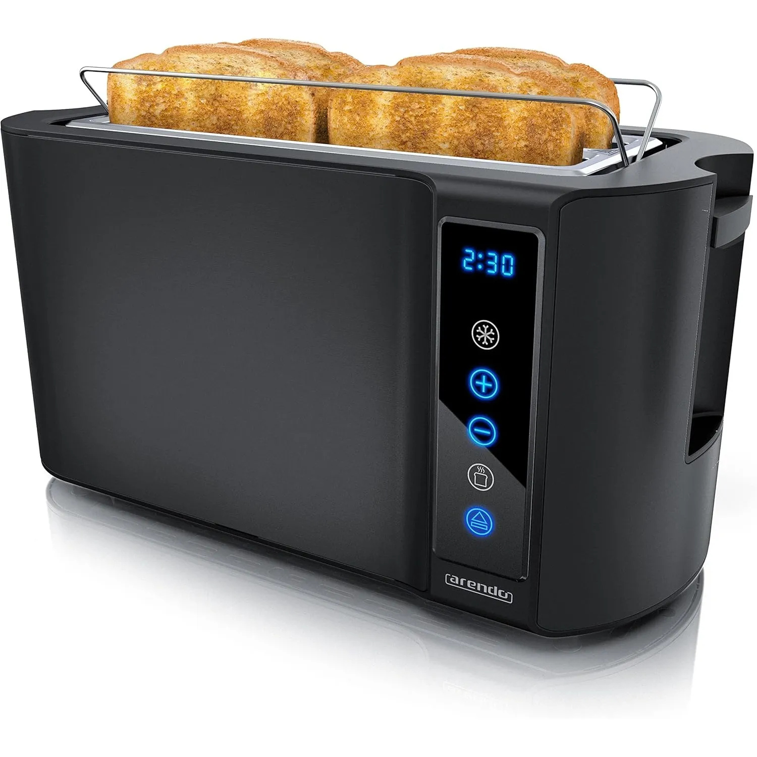 Arendo - Edelstahl Toaster Langschlitz 4 Scheiben - Touchscreen – Doppelwandgehäuse – 1500 W – Integrierter Brötchenauf…