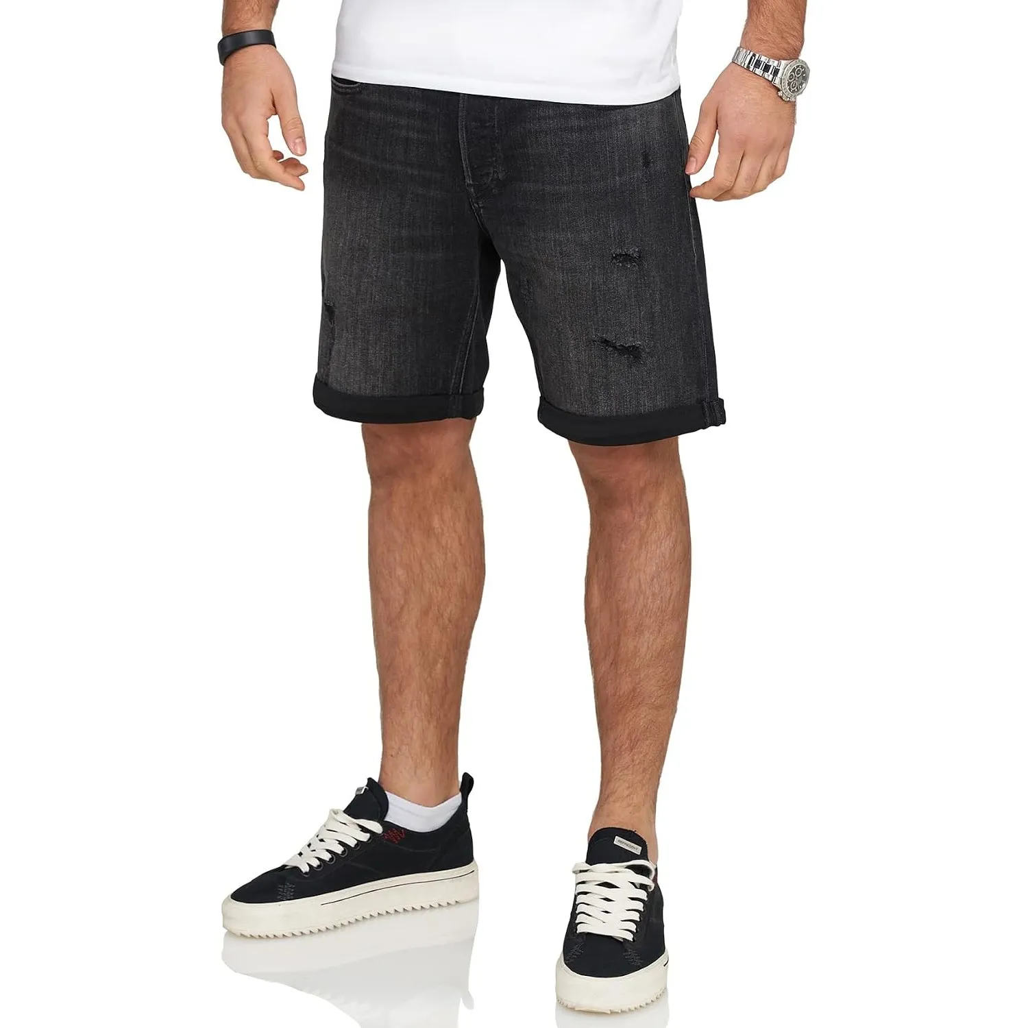 JACK & JONES Infinity Herren Jeans Shorts Rick Bermudas Used Look