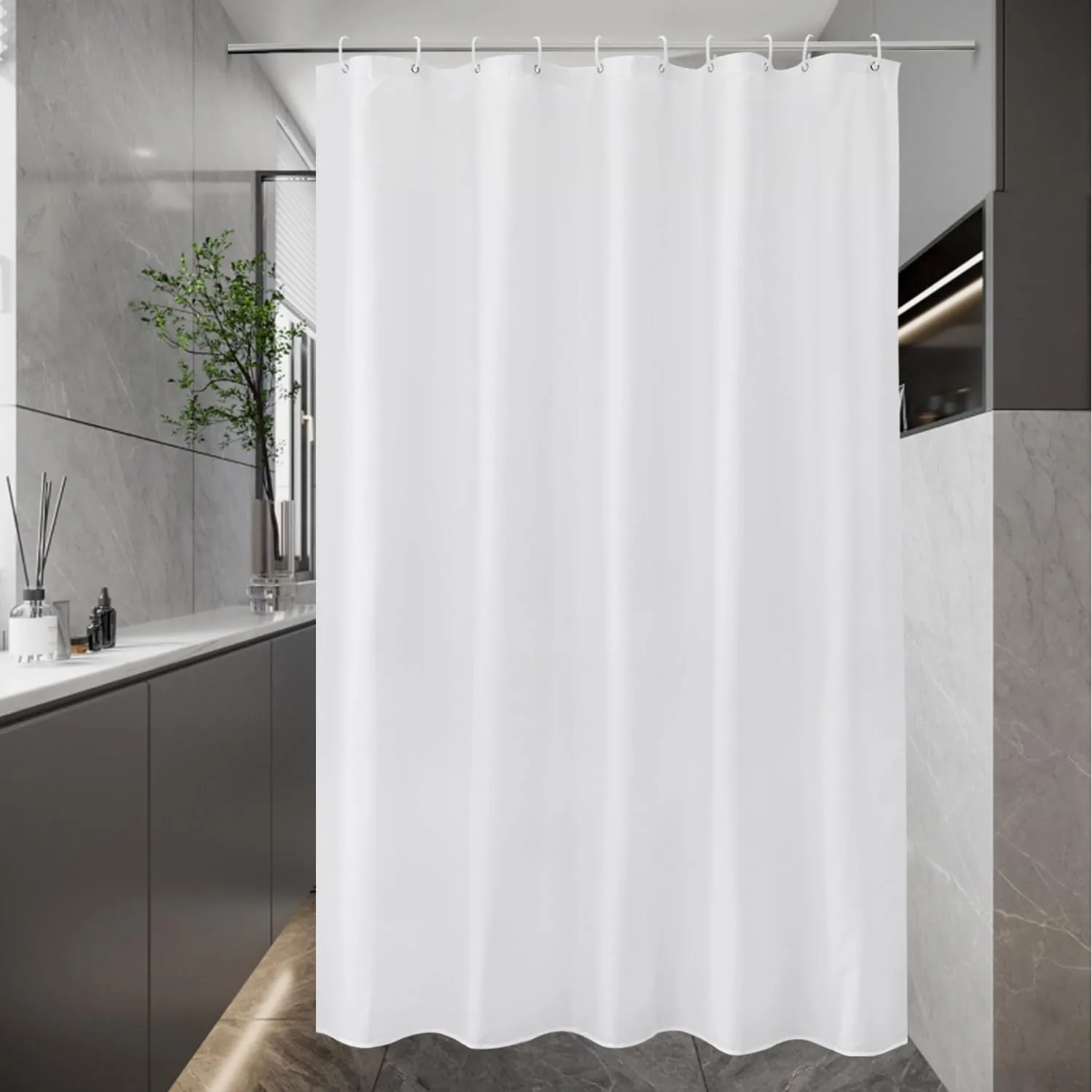 EurCross Weiß Schmal Duschvorhang 150x200 Textil Stoff Anti-Schimmel Badevorhang, Wasserdicht Waschbar Cloth Duschvorhä…