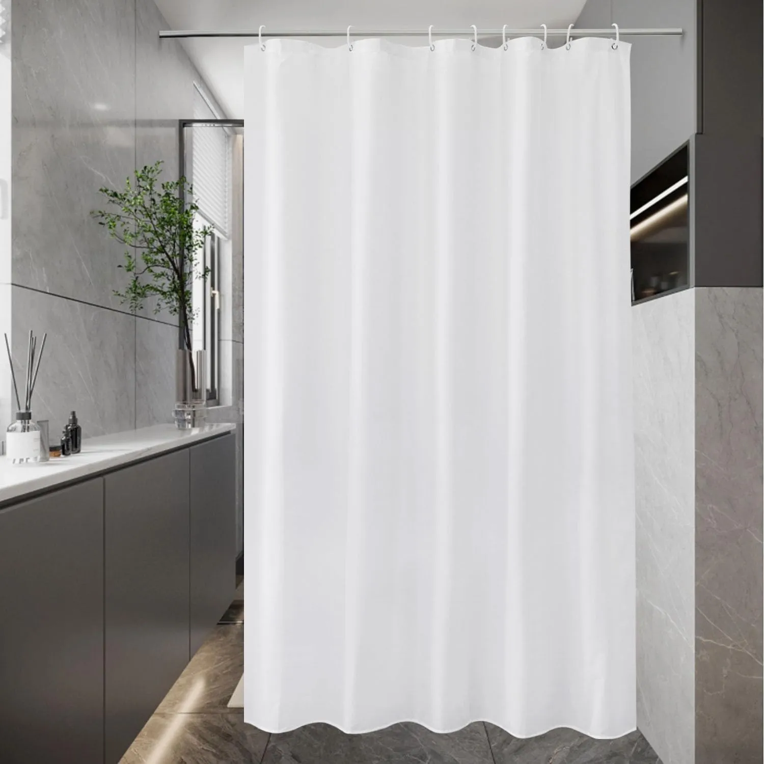 EurCross Duschvorhang 120 x 200 für Badezimmer, Weiß Schmal Kleine Antischimmel Wasserdicht Waschbar Textil Stoff Bad V…