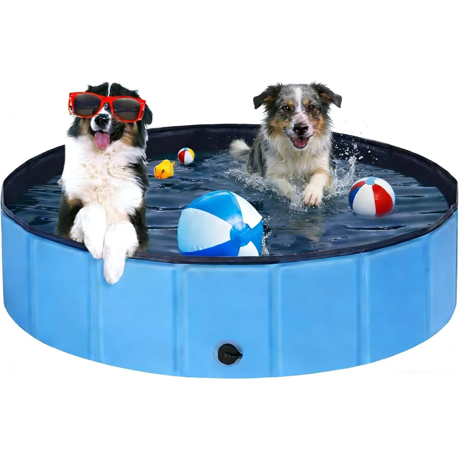 Hundepool für Große & Kleine Hunde, Faltbare Hunde Pool rutschfest, 80 x 20cm Schwimmbecken für Hund Verdickt PVC, Plan…