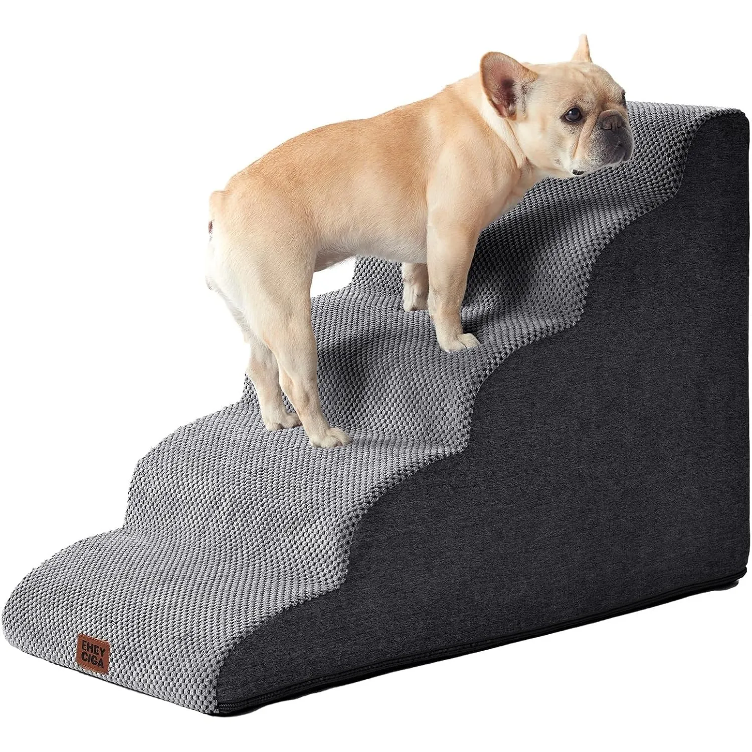 EHEYCIGA Hundetreppe für Kleine Hunde 57 cm Hoch, 5 Stufen, Grau