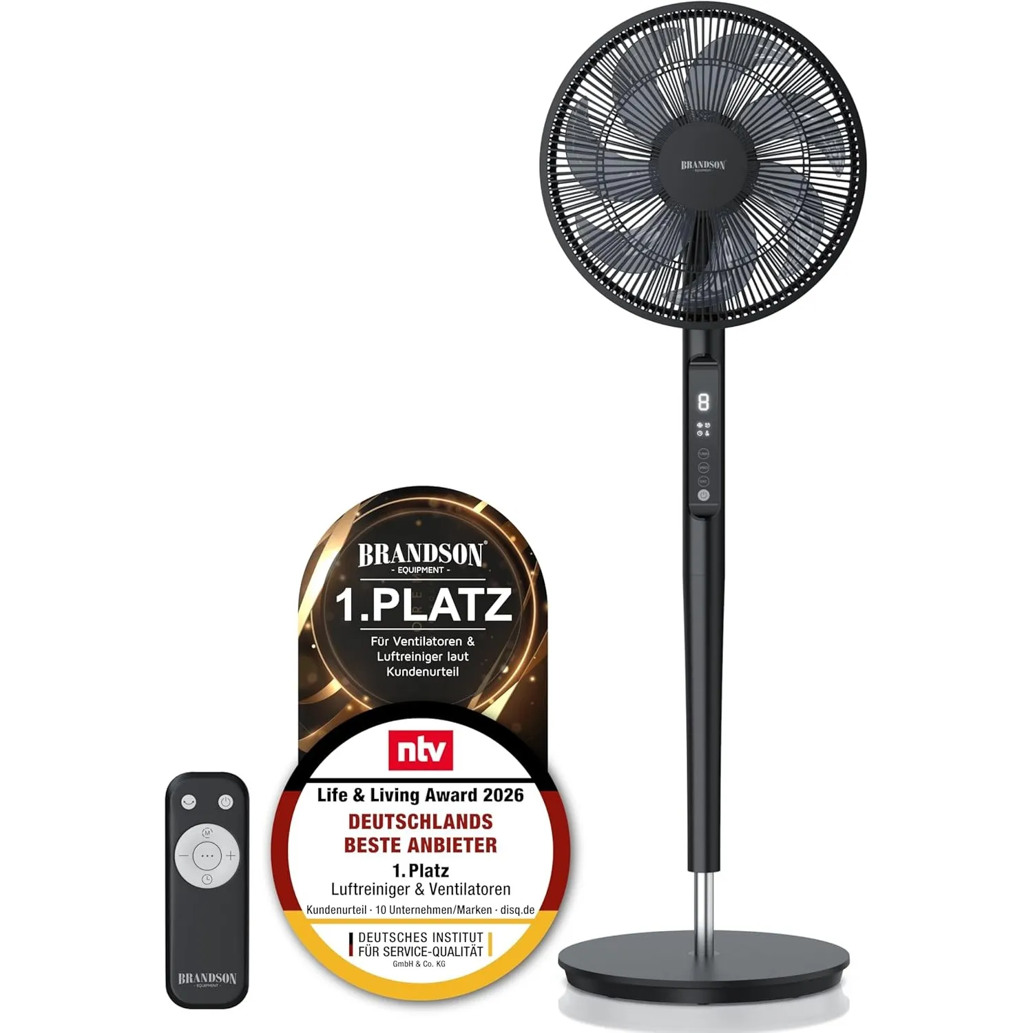 Brandson - DC Standventilator energiesparend ECO - Sieger Ventilatoren 2026 - Fernbedienung - Brushless Silent Motor - …