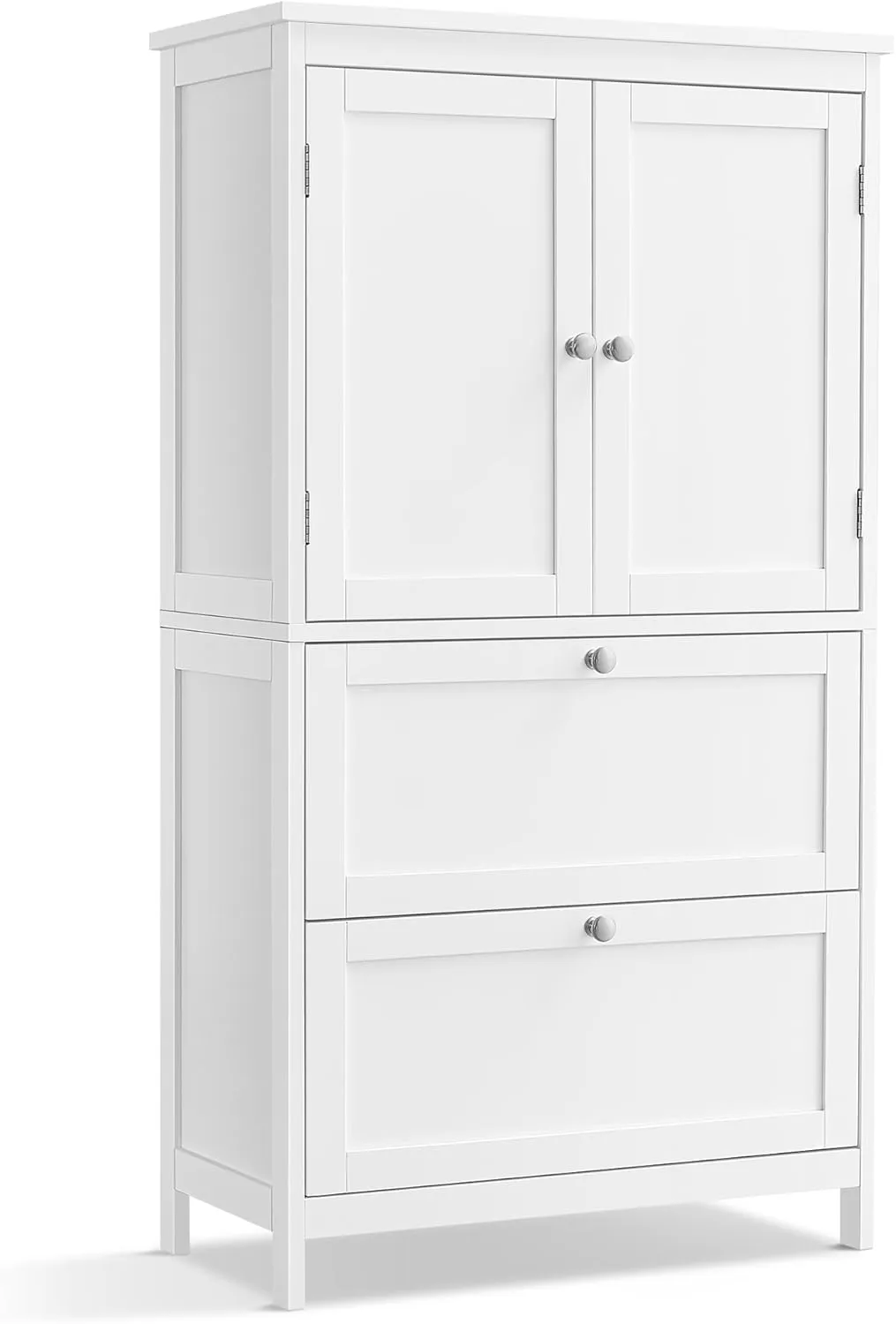 VASAGLE Badezimmerschrank, Badschrank, Küchenschrank, Aufbewahrungsschrank mit 2 Türen und 2 Schubladen, verstellbare A…