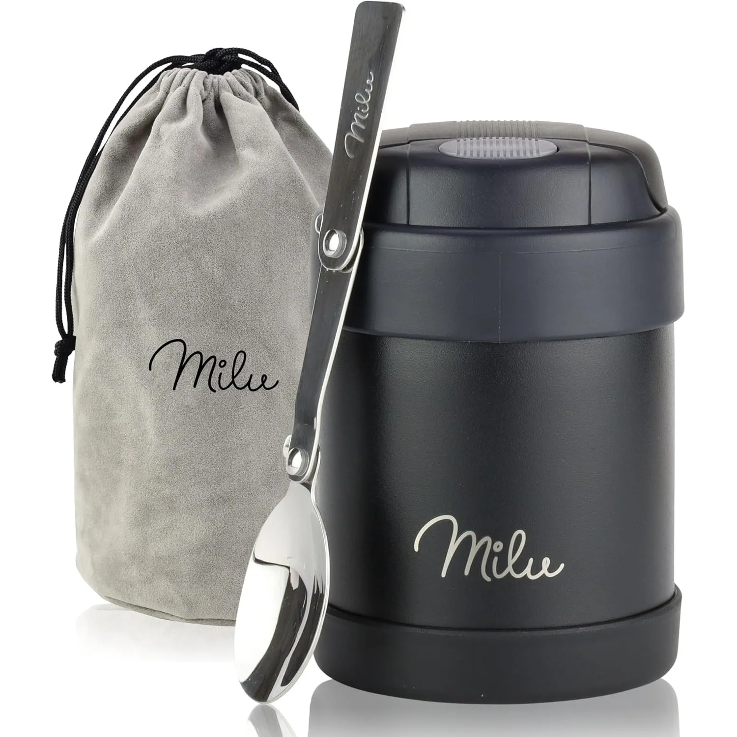 Milu® Thermobehälter für Essen 300ml, Edelstahl Warmhaltebehälter mit Löffel, Thermobecher 100% Auslaufsicher, Thermo L…