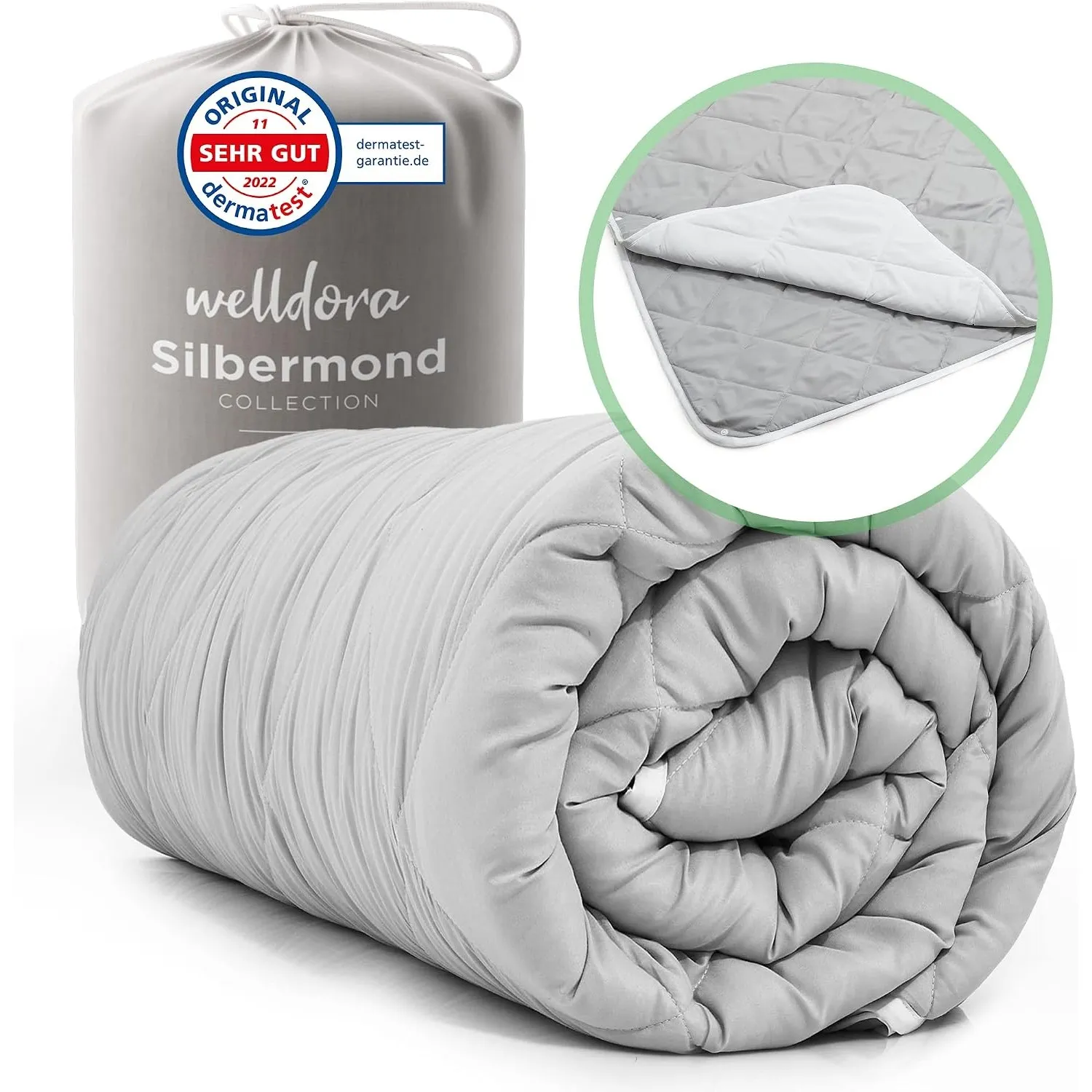 Welldora OPTICLIMA Allergiker Bettdecke 200x200, 2-teilig mit Druckknöpfen