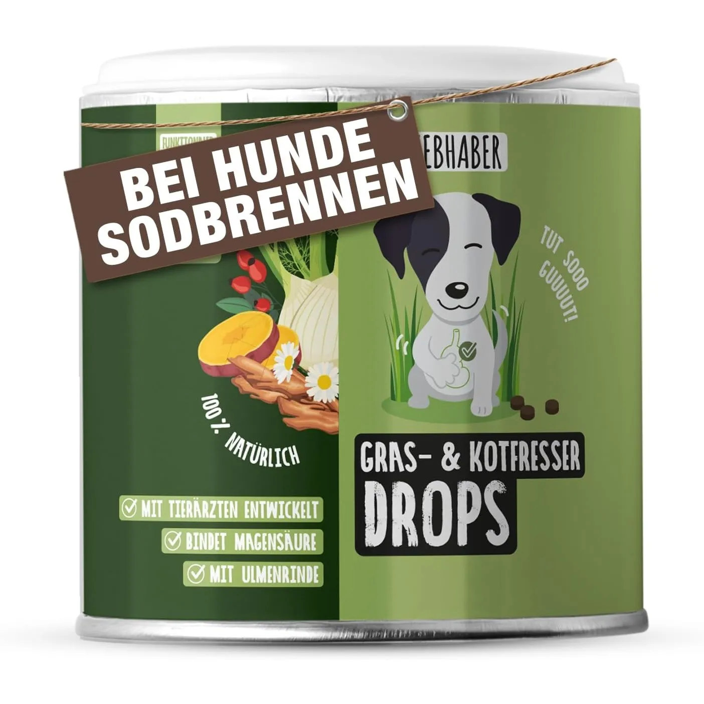 Gras und Kotfresser Drops Hund bei Sodbrennen Hund mit Ulmenrinde für Hunde
