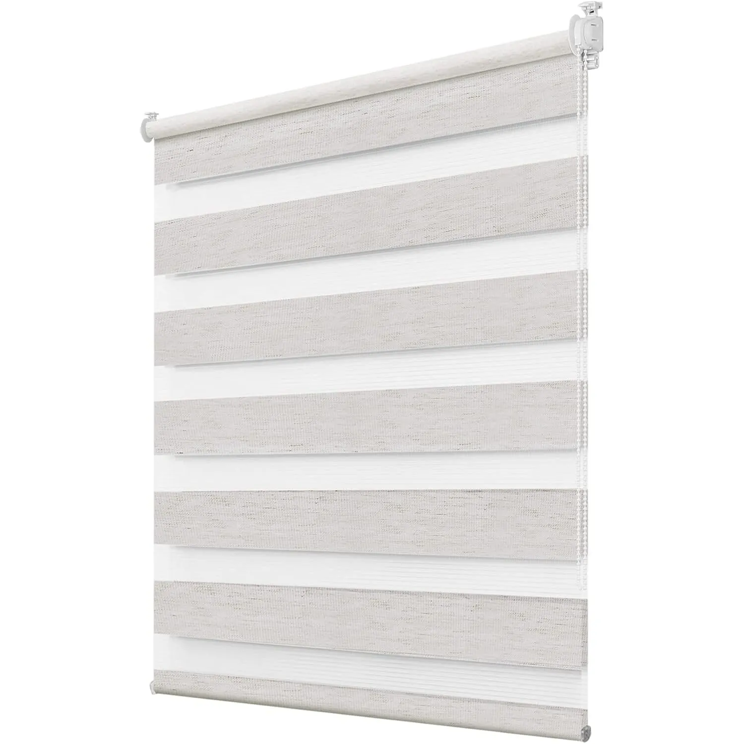 Deswell Doppelrollo Klemmfix ohne Bohren Leinen B60 x H100 cm (Stoffbreite 56cm) Rollos für Fenster ohne Bohren für Fen…