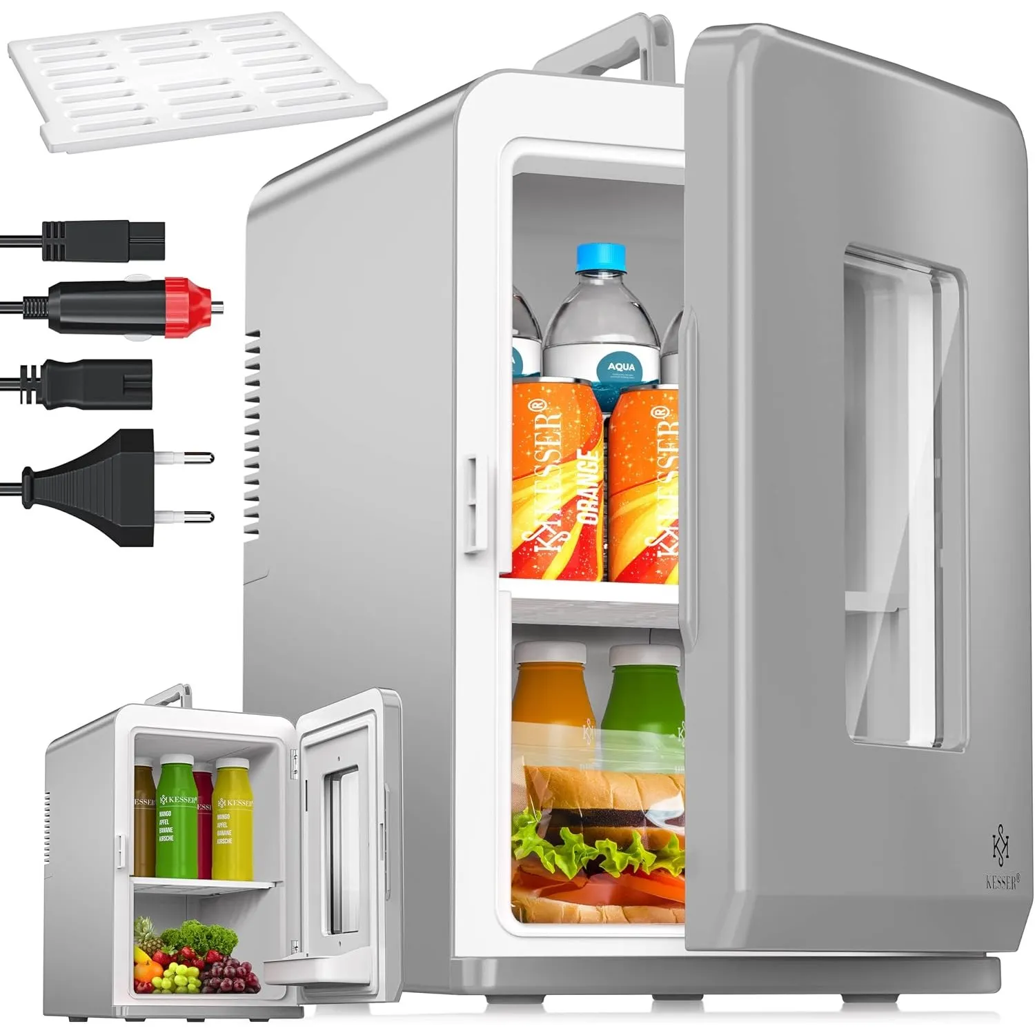 KESSER® 2in1 Mini Kühlschrank Kühlbox 15 Liter Kühl & Heizfunktion Tragbarer AC DC 220-240V/12V Steckdose & Zigarettena…