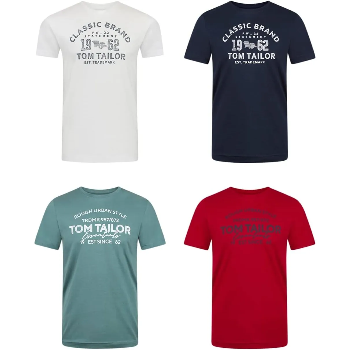 TOM TAILOR Tshirt Herren Baumwolle Regular Fit 4er Pack Set