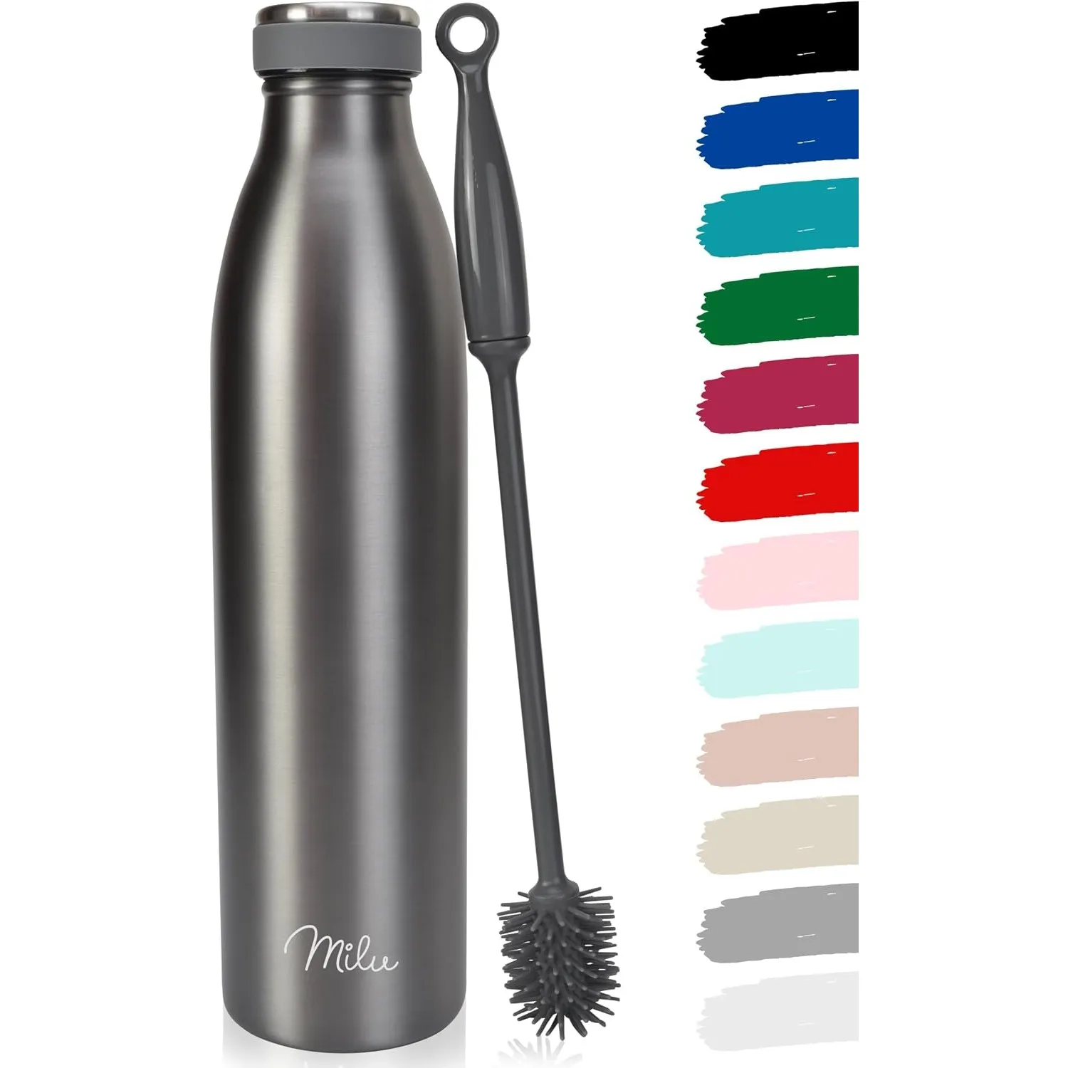 Milu Edelstahl Trinkflasche 350ml, 500ml, 750ml, 1L, 1.5L Thermosflasche, Isolierte Wasserflasche, Auslaufsichere Isoli…