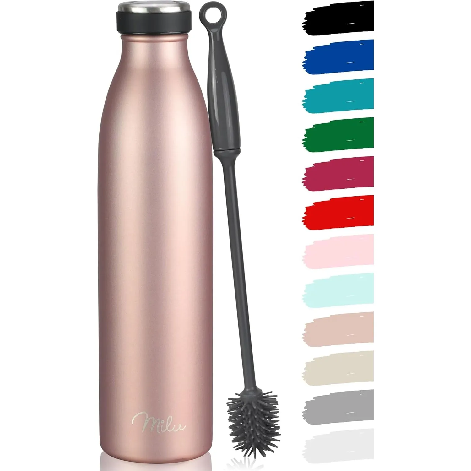 Milu Edelstahl Trinkflasche 350ml, 500ml, 750ml, 1L, 1.5L Thermosflasche, Isolierte Wasserflasche, Auslaufsichere Isoli…