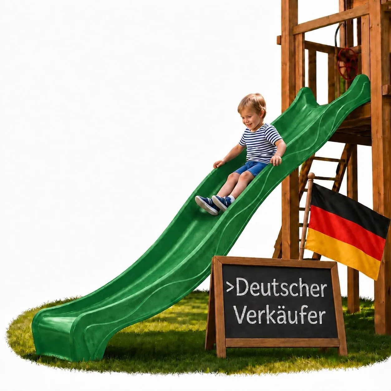 Ondis24 Wellenrutsche 3m Kinderrutsche Anbaurutsche Wasserrutsche für Spielturm oder Hang ab 3 Jahren (Dunkelgrün)