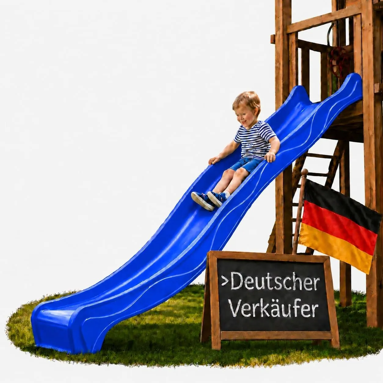 Ondis24 Wellenrutsche 3m Kinderrutsche Anbaurutsche Wasserrutsche für Spielturm oder Hang ab 3 Jahren (300 cm, Blau)