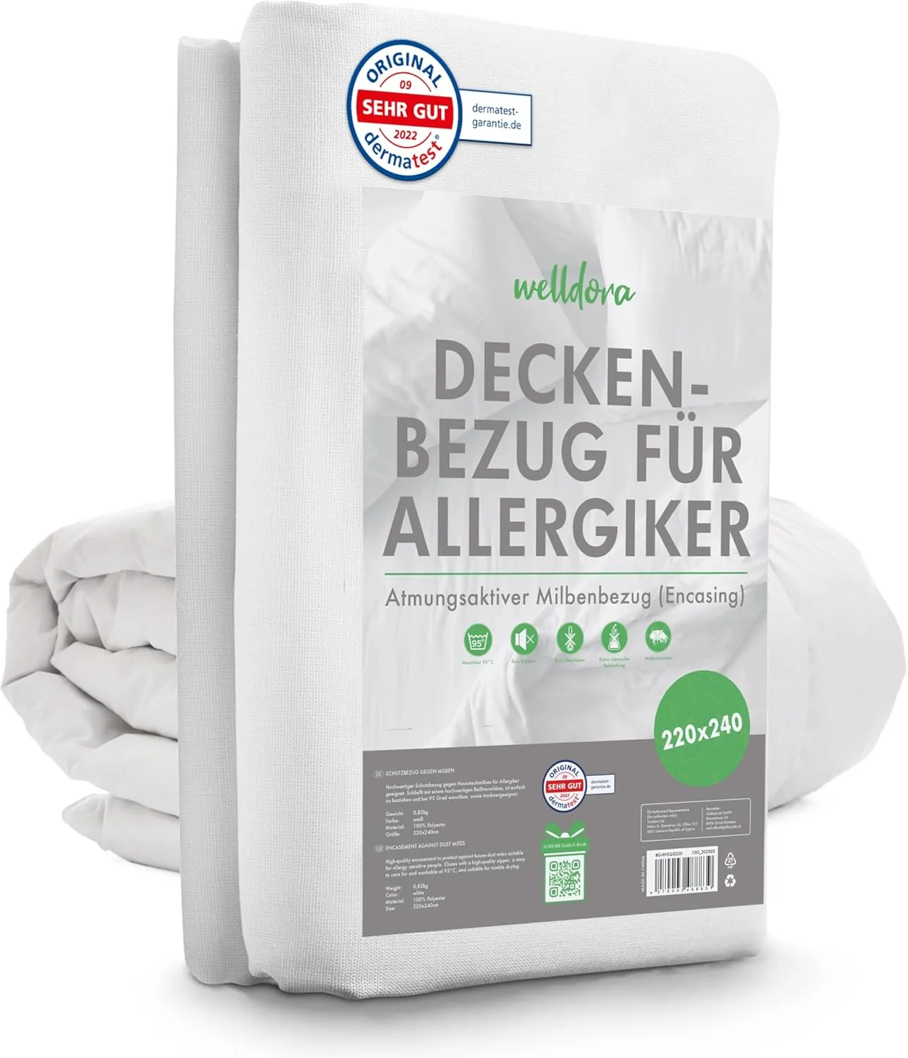 ǀ Milbenbezug Bettdecke 220x240 ǀ Allergiker Deckenbezug fachärztlich getestet ǀ Premium Encasing mit Reissverschluss ǀ Allergiker Bettwäsche Decke 220x240