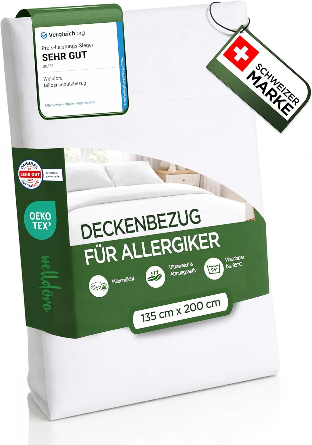 Welldora ǀ Milbenbezug Bettdecke 135x200 ǀ Allergiker Deckenbezug fachärztlich getestet ǀ Premium Encasing gegen Milben…