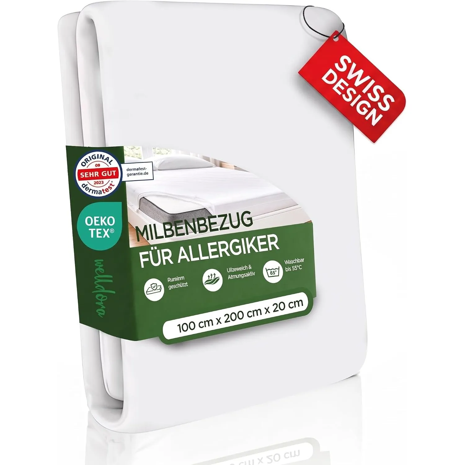 Welldora Milbenbezug Matratze 100x200x20, Premium Encasing, Allergiker