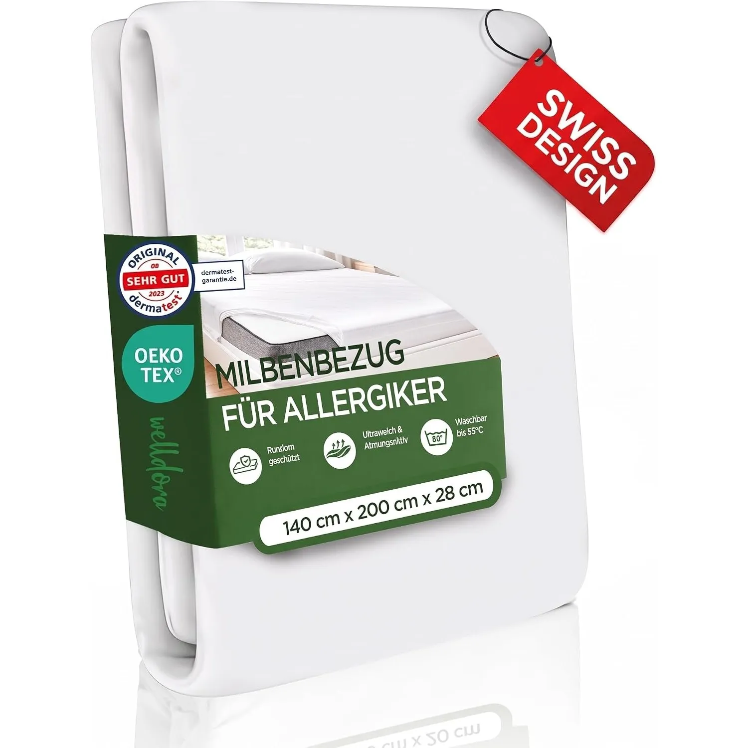 Welldora Milbenbezug Matratze 140x200x28, Premium Encasing, Allergiker