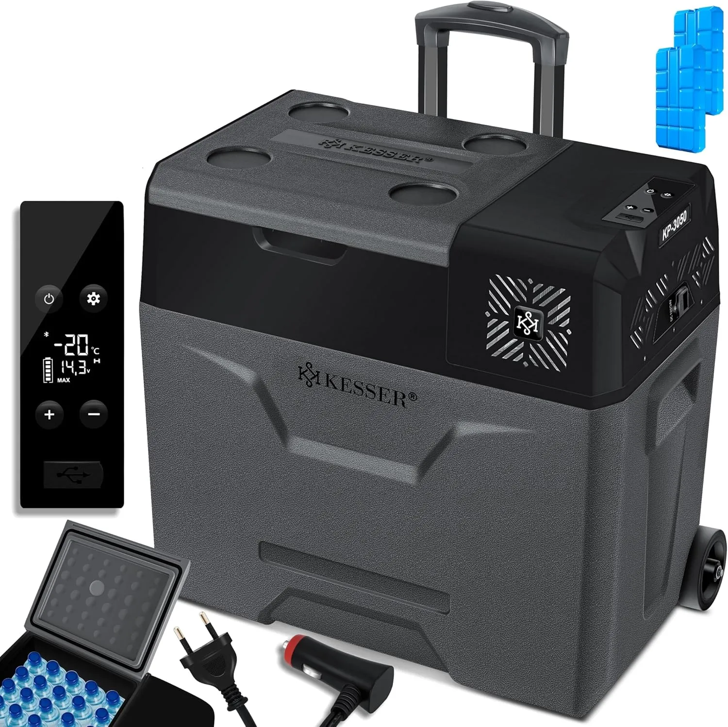 KESSER® Kompressor Kühlbox auto elektrisch 50L, Camping Kühlbox 12/24/230V mit APP-Steuerung, Gefrierbox bis –20 °C, Kü…
