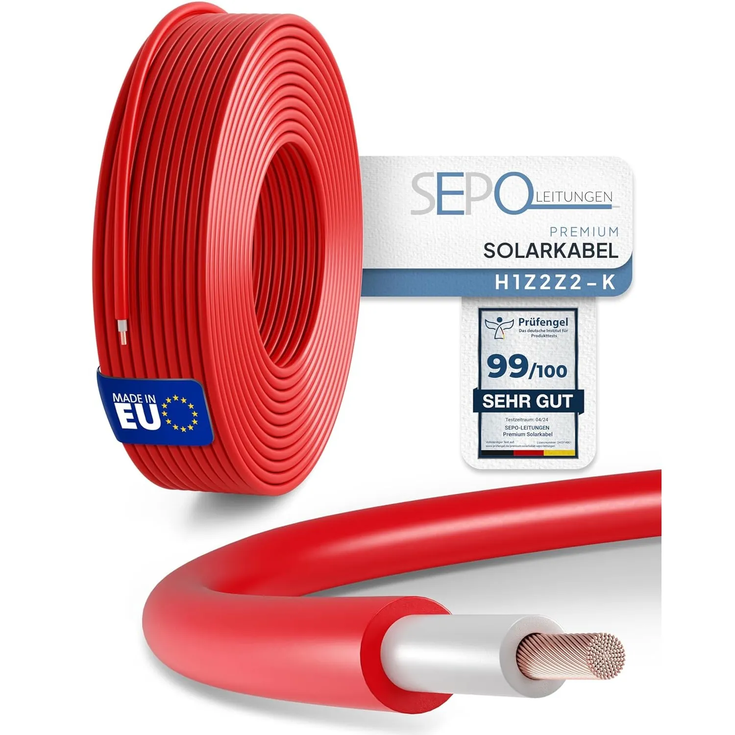 Solarkabel 6mm² 5m Rot – Solarleitung H1Z2Z2-K für Photovoltaik PV