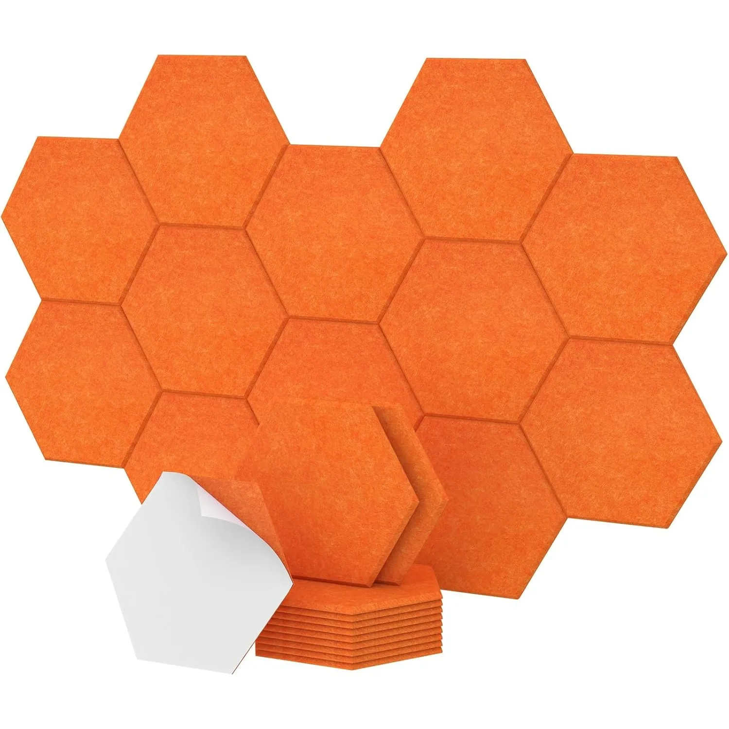 TONOR Hexagon Akustikpaneele selbstklebend 12 Stücke 30x26x1 cm, Orange