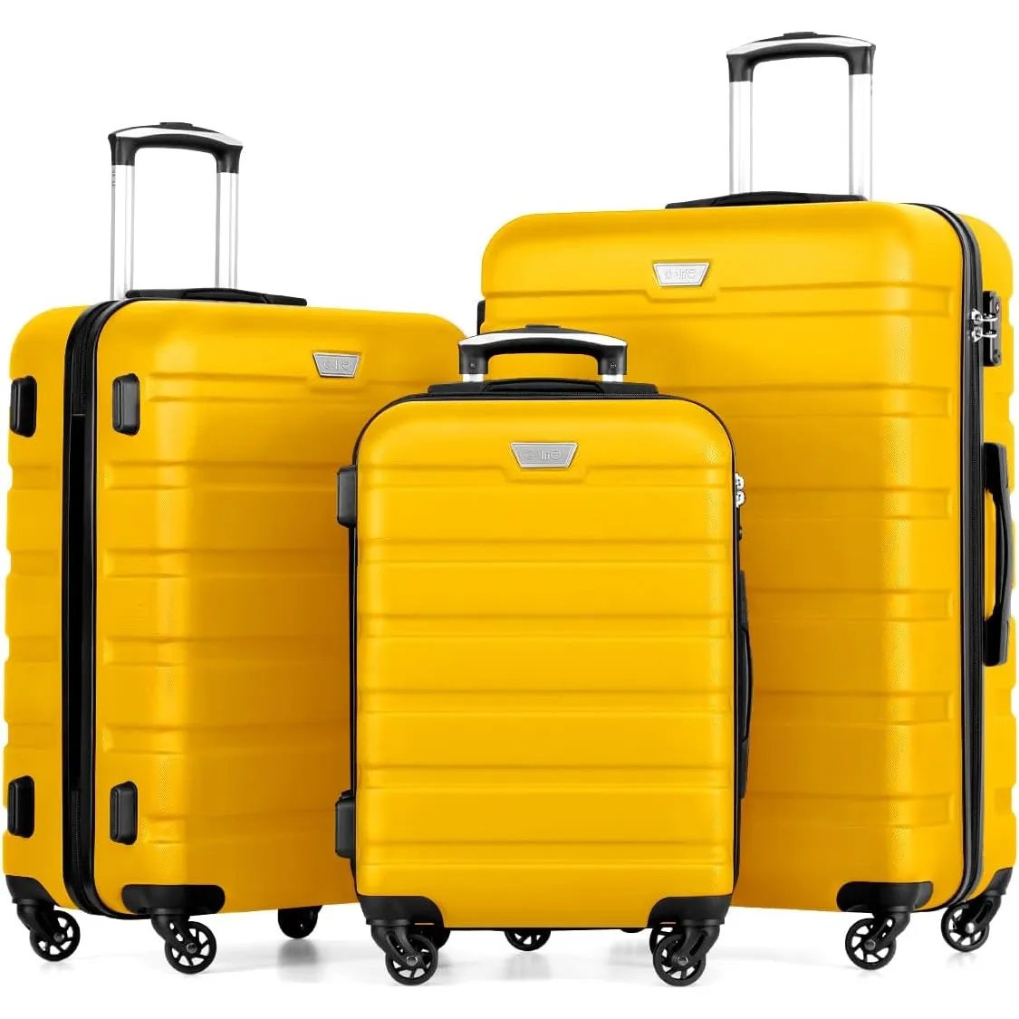 COOLIFE 3-Teiliges Kofferset für Familienreisen, M+L+XL, ABS+PC,Hartschale
