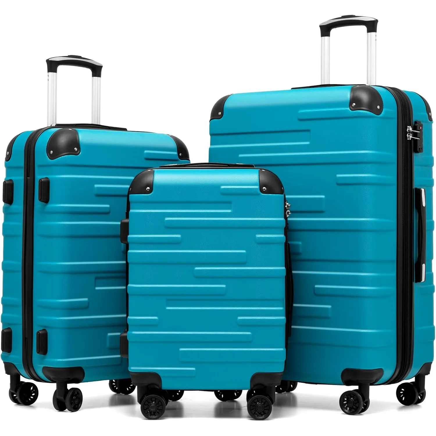 COOLIFE Koffer Set 3 TLG, M+L+XL, leicht ABS-Hartschale, Rollkoffer mit TSA