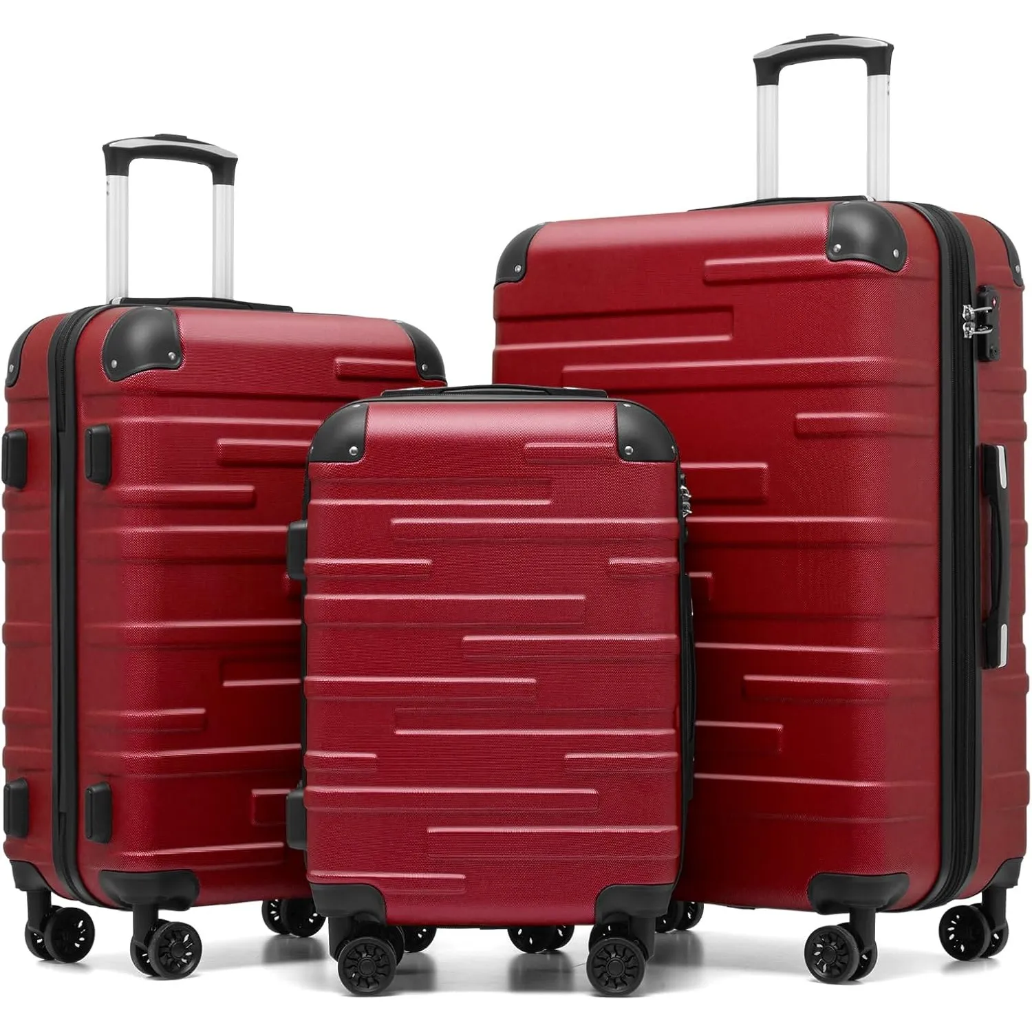 COOLIFE Koffer Set 3 TLG, M+L+XL, leicht ABS-Hartschale, Rollkoffer mit TSA