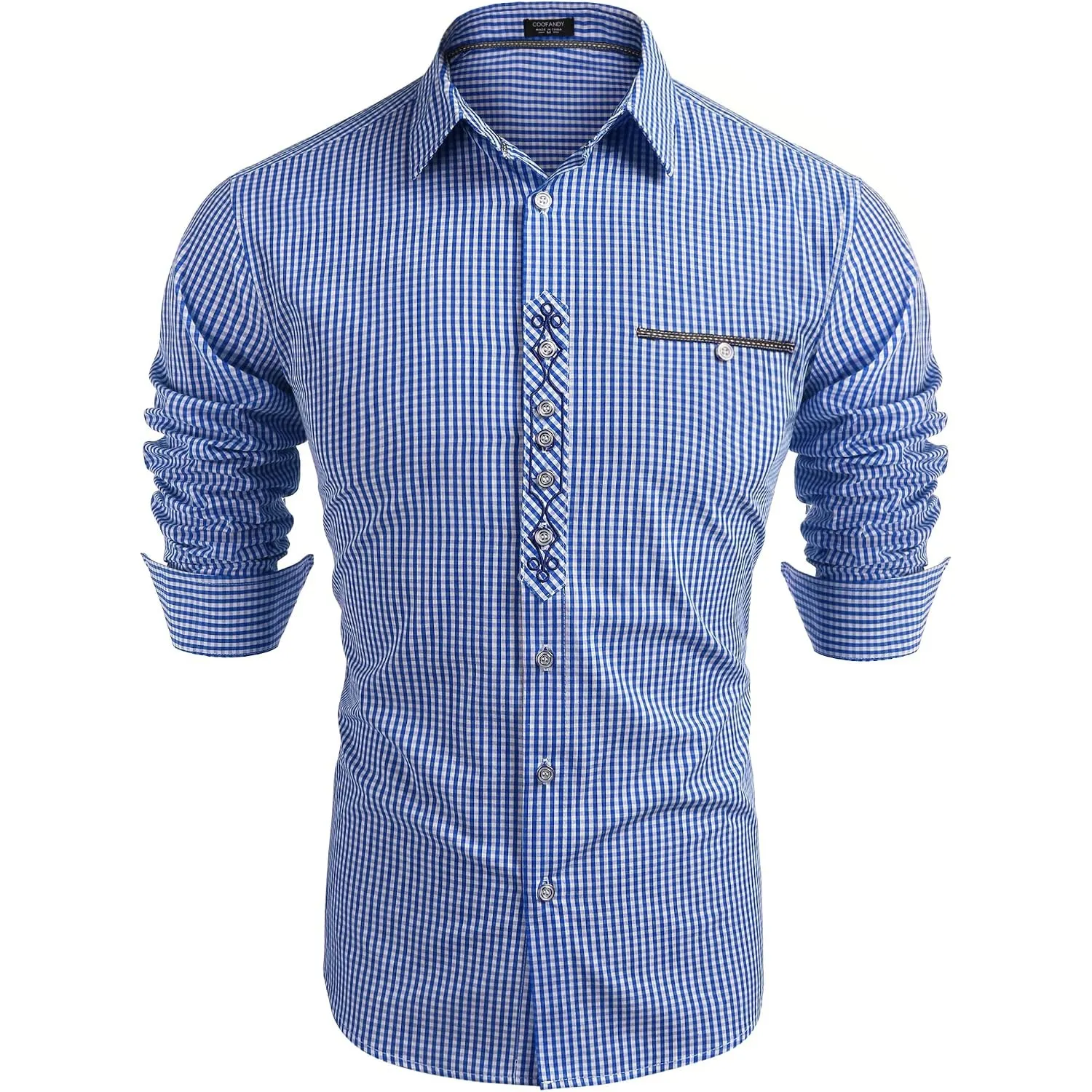 COOFANDY Hemd Herren Langarm Trachtenhemd Kariertes Oktoberfest Hemd Freizeithemd Karohemden Herrenhemden mit Baumwolle…