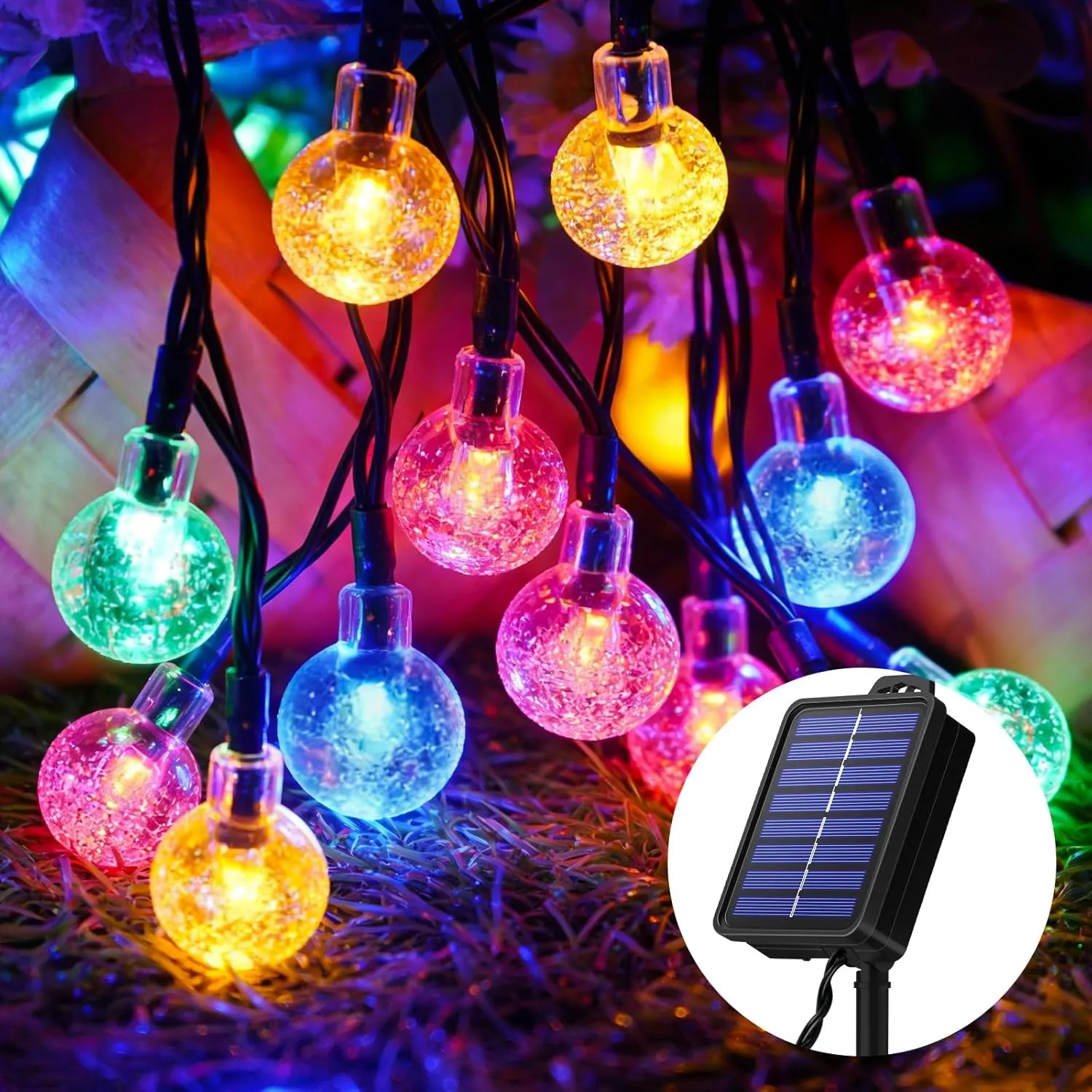 Solar Lichterkette Outdoor Außen Wetterfest Solarlichterkette Bunte 100 LED | 18M 59Ft 8 Modi IP65 Solarlichterkette Kr…