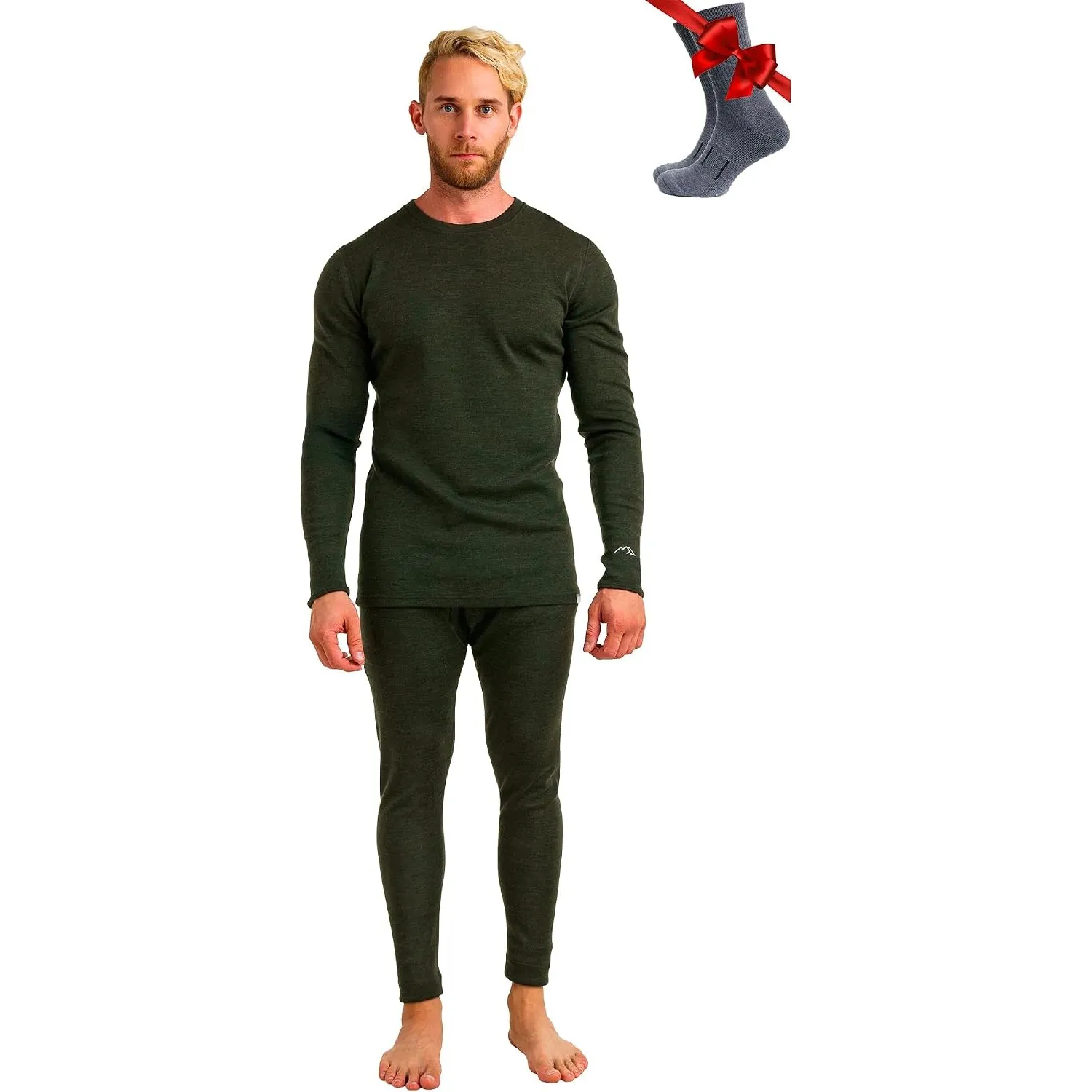 Merino.tech 100% Merino Unterwäsche Herren Set Shirt & Hose + Wandersocken