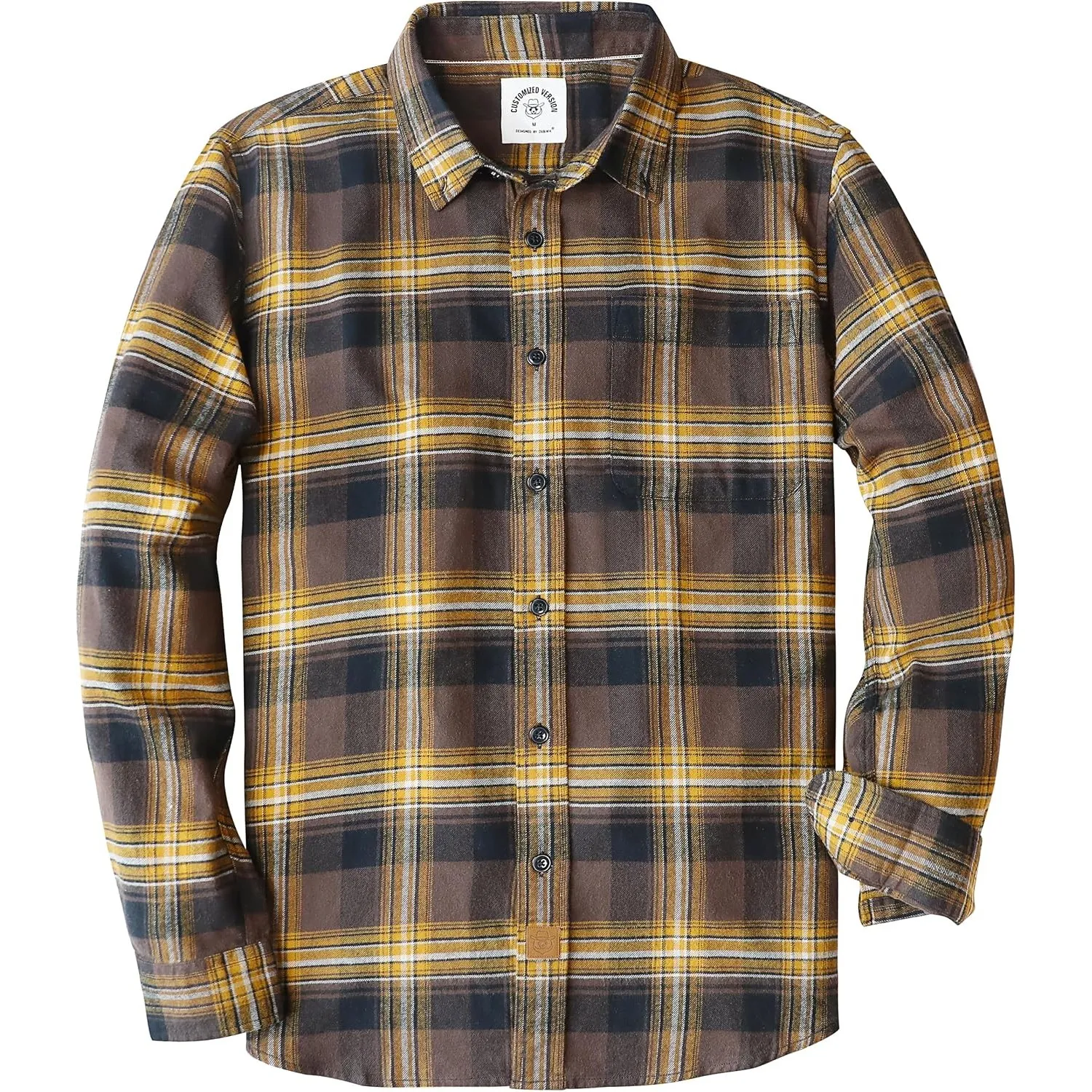 Dubinik® 6 oz Men's Flannel Shirt,Checked Button-Down Outdoor Cotton Casual Shirts,Flanellhemden Herren Langarm