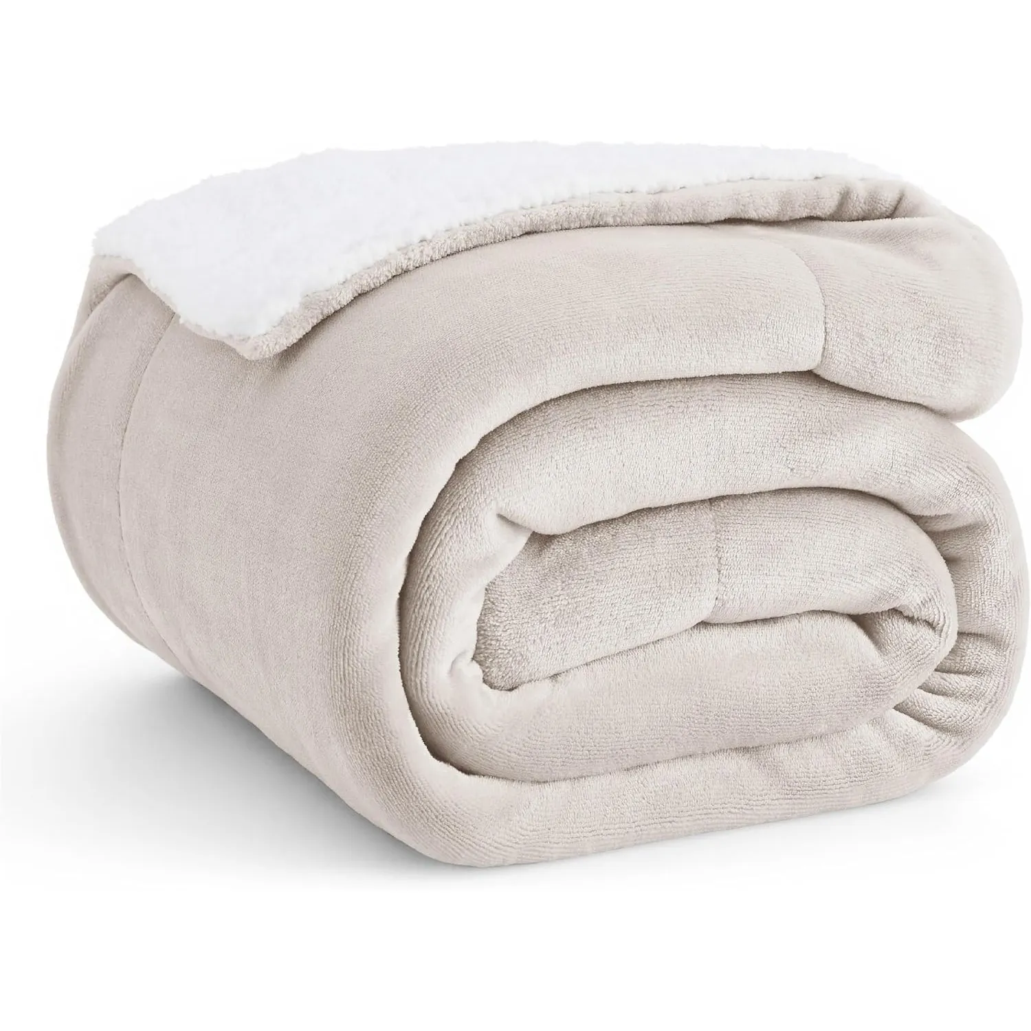 BEDSURE Sherpa Kuscheldecke Flauschig 150x200 - Sofadecke, Beige