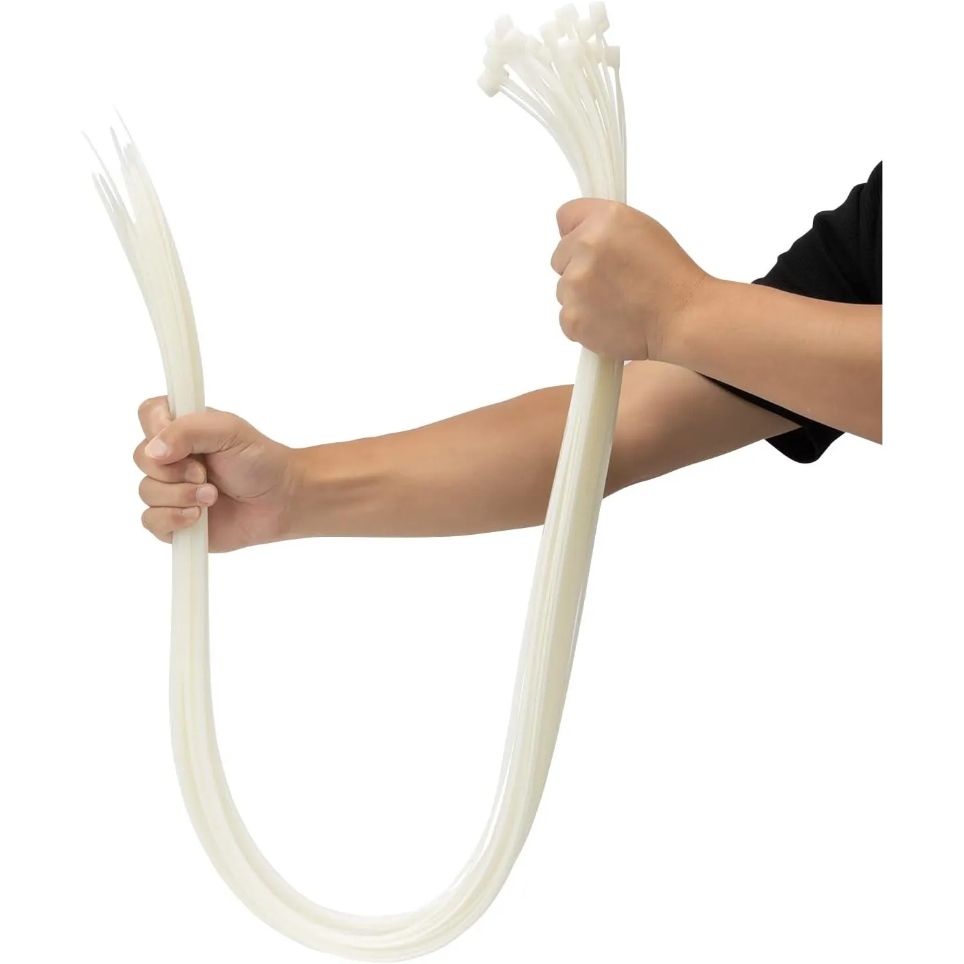 XINGO 40 Stück Lang Kabelbinder Weiß, 900mm x 9mm breit, Zugfestigkeit 80KG, UV Beständig,Großer Kabelbinder Set für Ka…