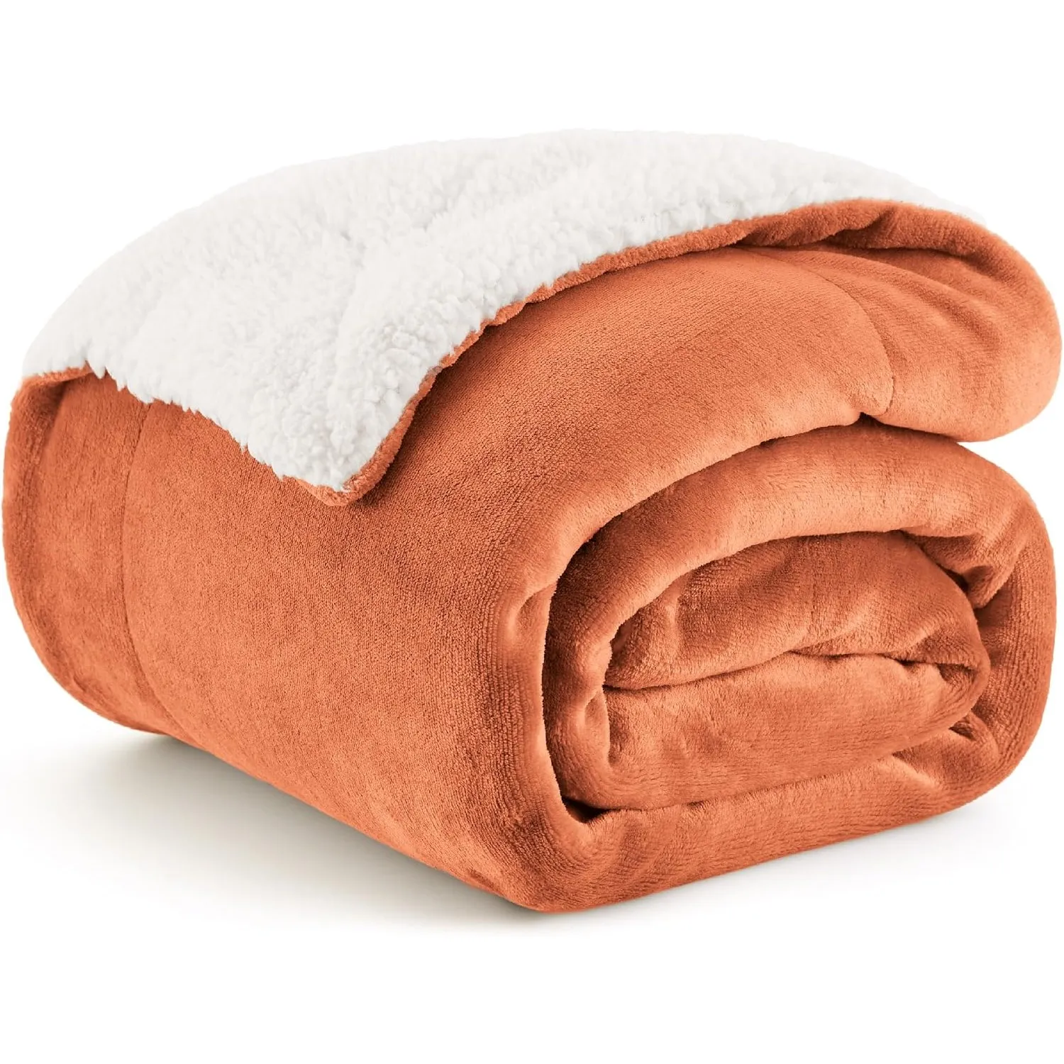 BEDSURE Sherpa Kuscheldecke Flauschig 150x200 - Sofadecke, Orange