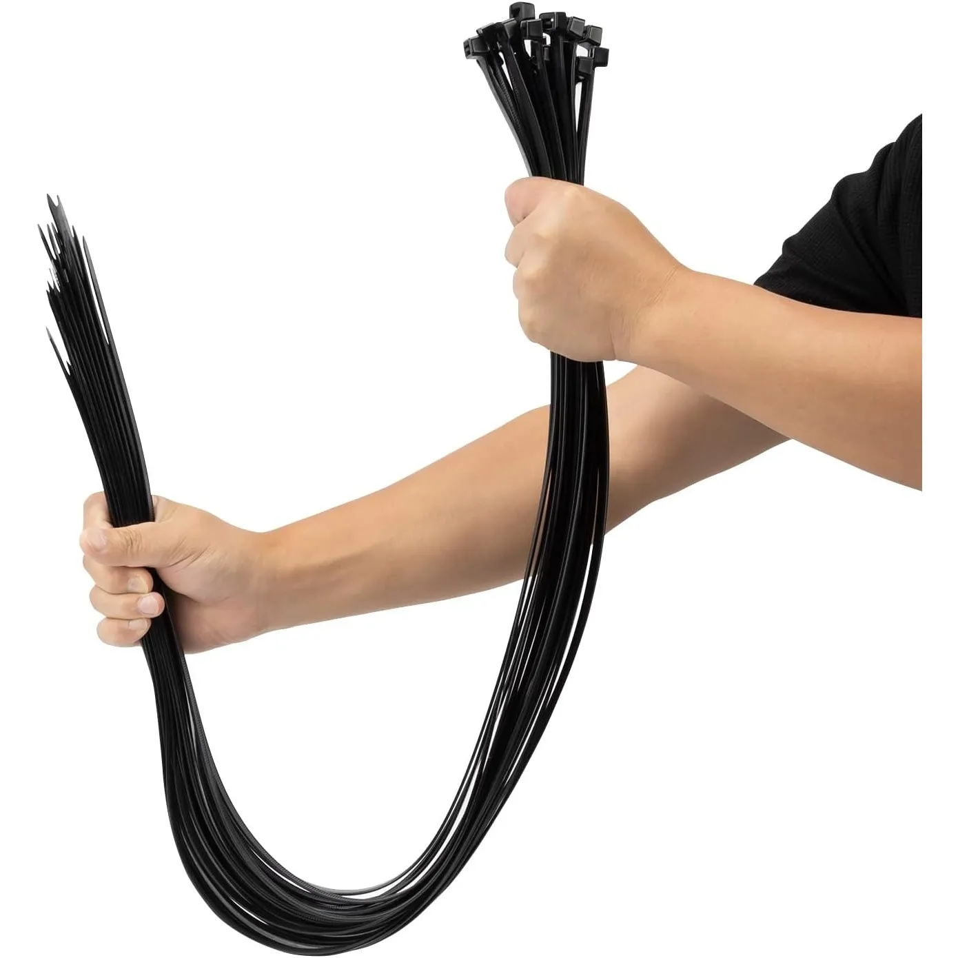 XINGO 25 Stück Lang Kabelbinder Schwarz, 1200mm x 9mm breit, Zugfestigkeit 80KG, UV Beständig,Großer Kabelbinder Set fü…