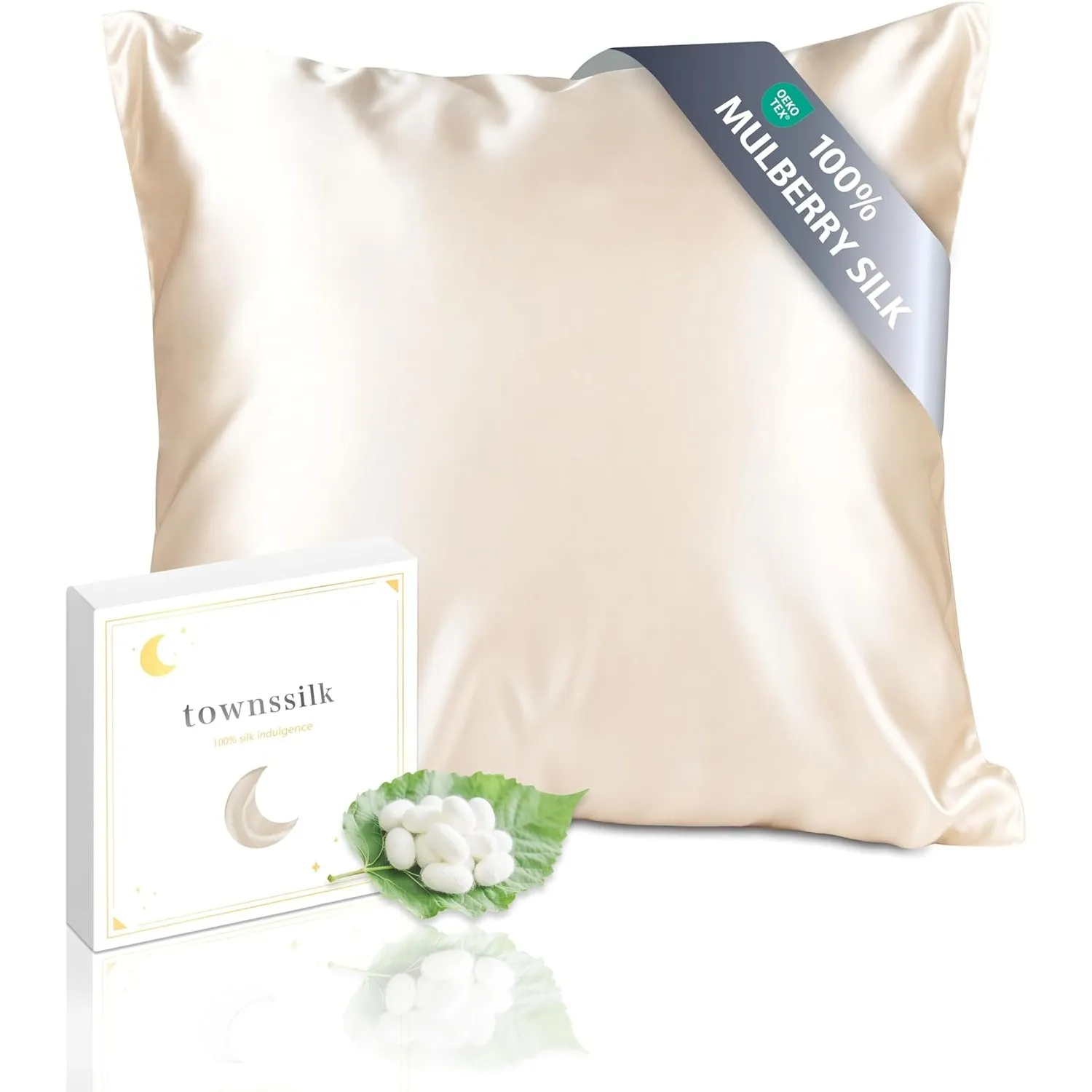 townssilk Beidseitig 100% 19mm Pure Maulbeerseide Kissenbezug für Haar und Haut Gesundheit, 1 Stück 50x50cm Größe Kisse…