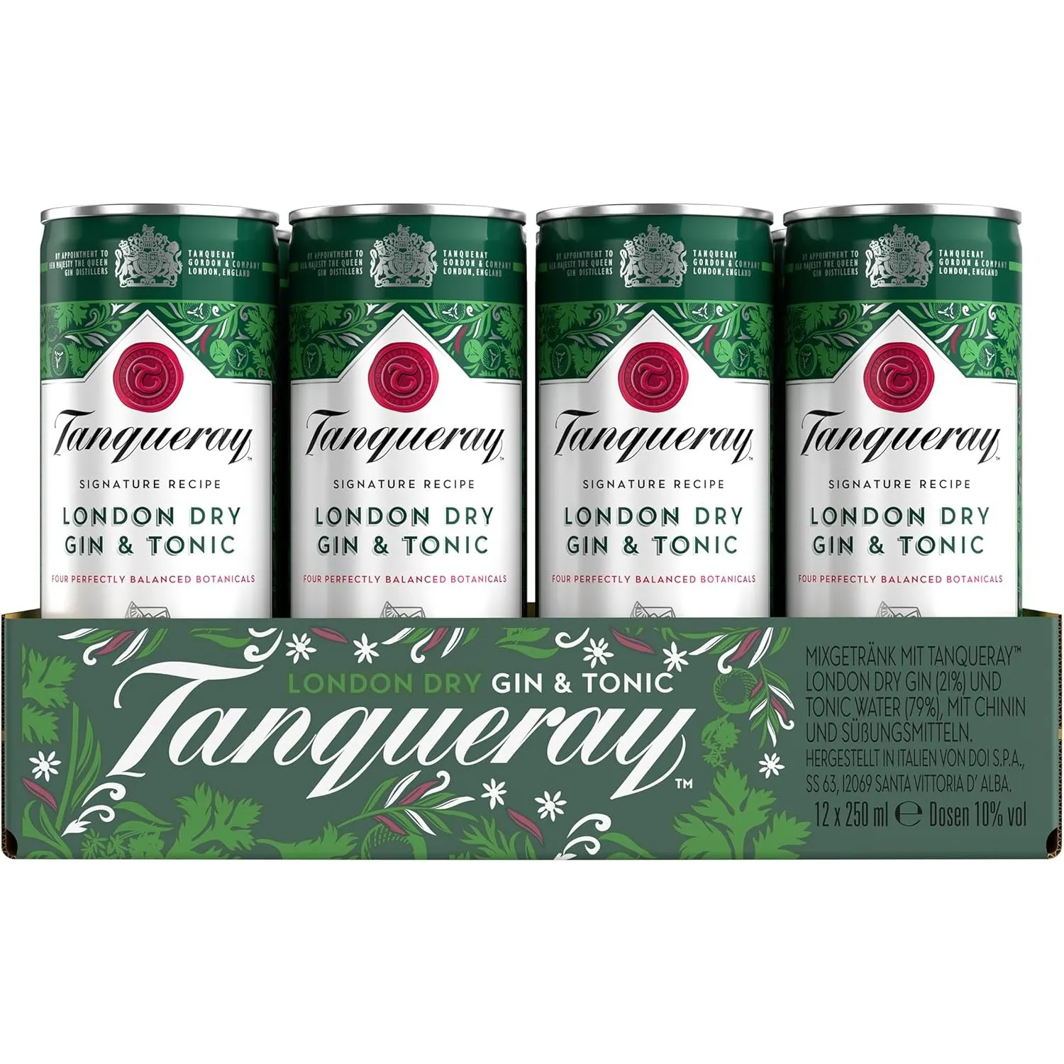 Tanqueray London Dry Gin & Tonic, Erfrischendes Sommer-Mixgetränk,10% Vol