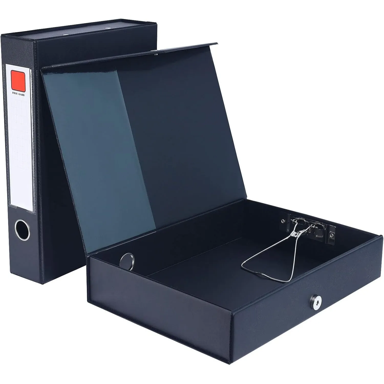 Schwarz Aktenboxen A4, 2 Stück, 68 mm Rücken, A4 Archivboxen mit Verschlussfeder, Ringzug und Verschluss, A4 Dokumenten…
