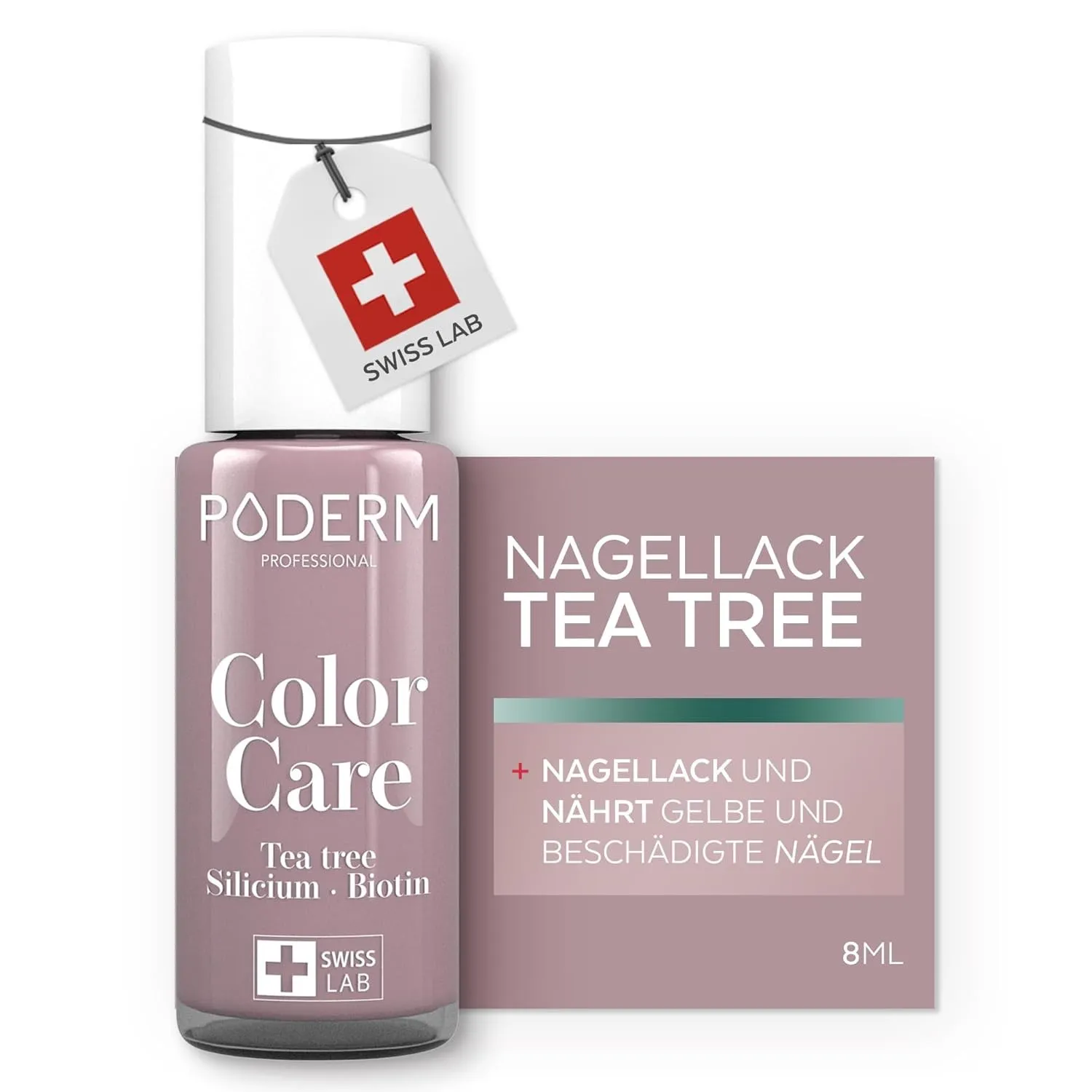 PODERM Pflegelack mit Tea Tree - Parma | Swiss Lab - 8ML | Angereichert mit Tea Tree, Silizium & Biotin | Reinigt, Klär…